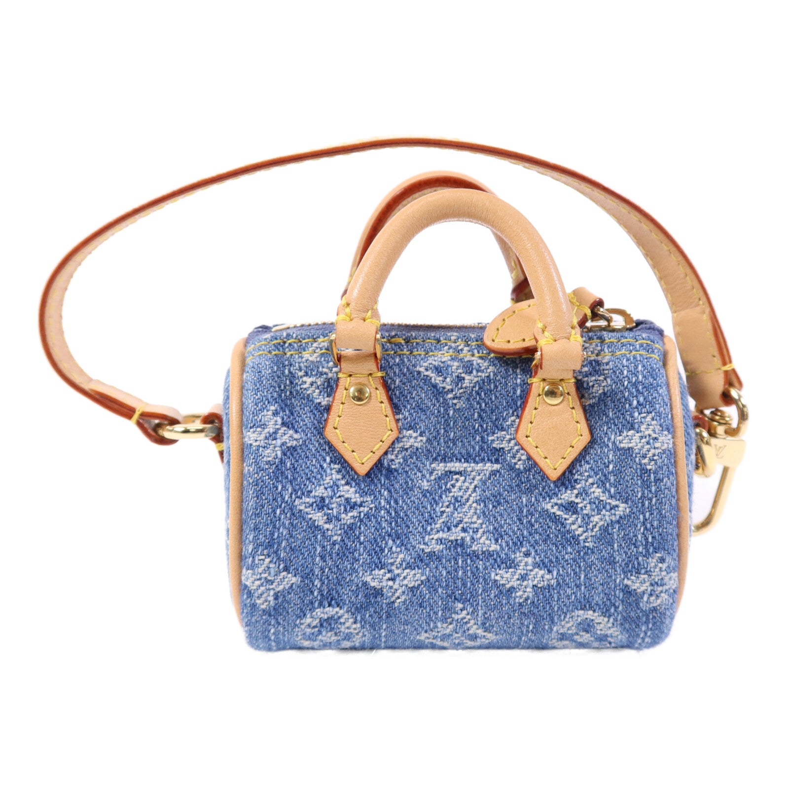 LOUIS VUITTON Monogram Denim Micro Speedy Bag Charm金扣掛飾