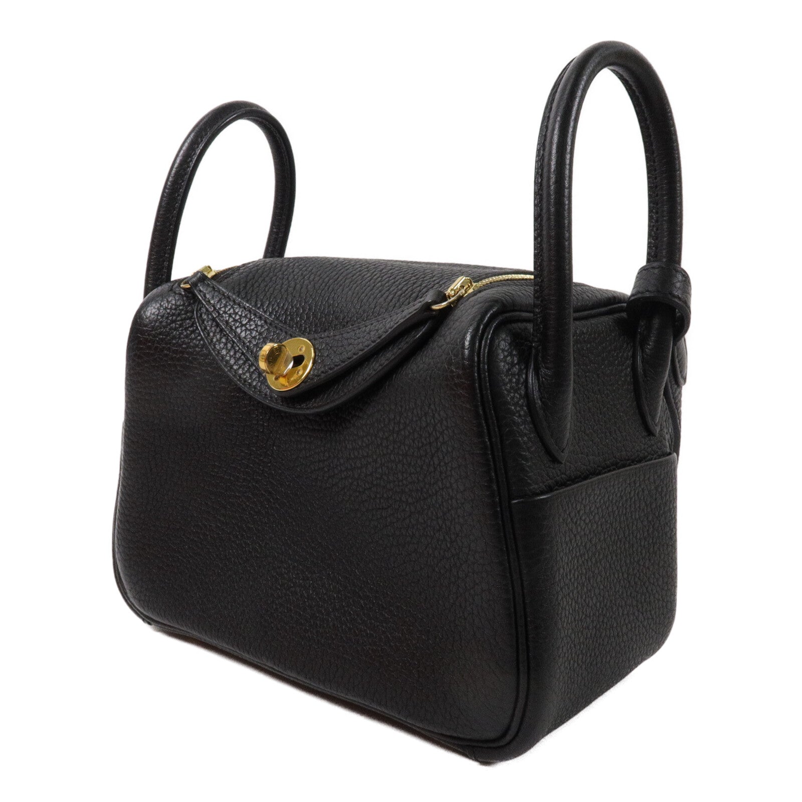 HERMES Clemence皮革Mini Lindy手挽肩背兩用袋Noir
