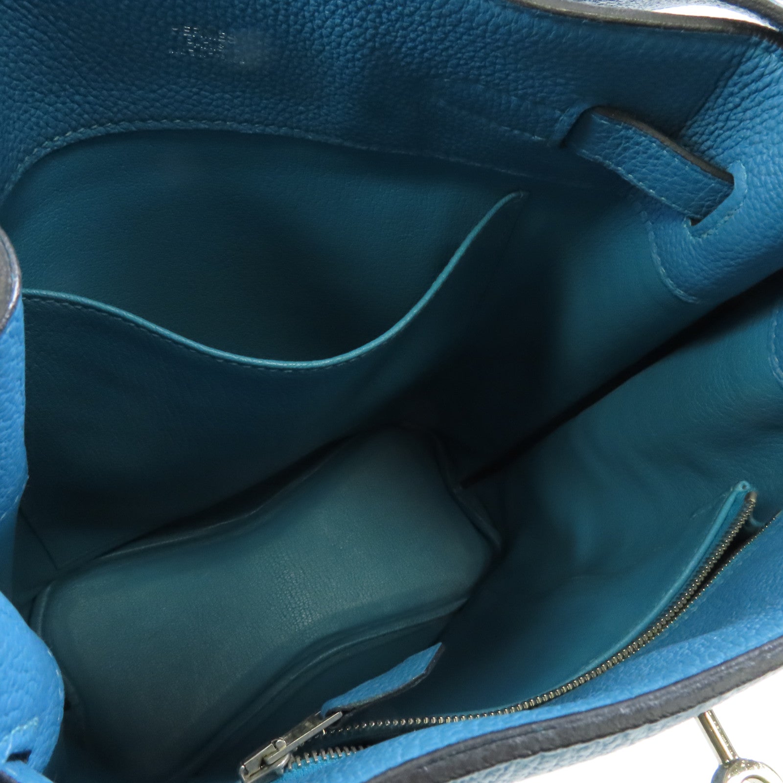 HERMES Clemence皮革So Kelly 22銀扣肩背袋7B Turquoise/土耳其亮藍