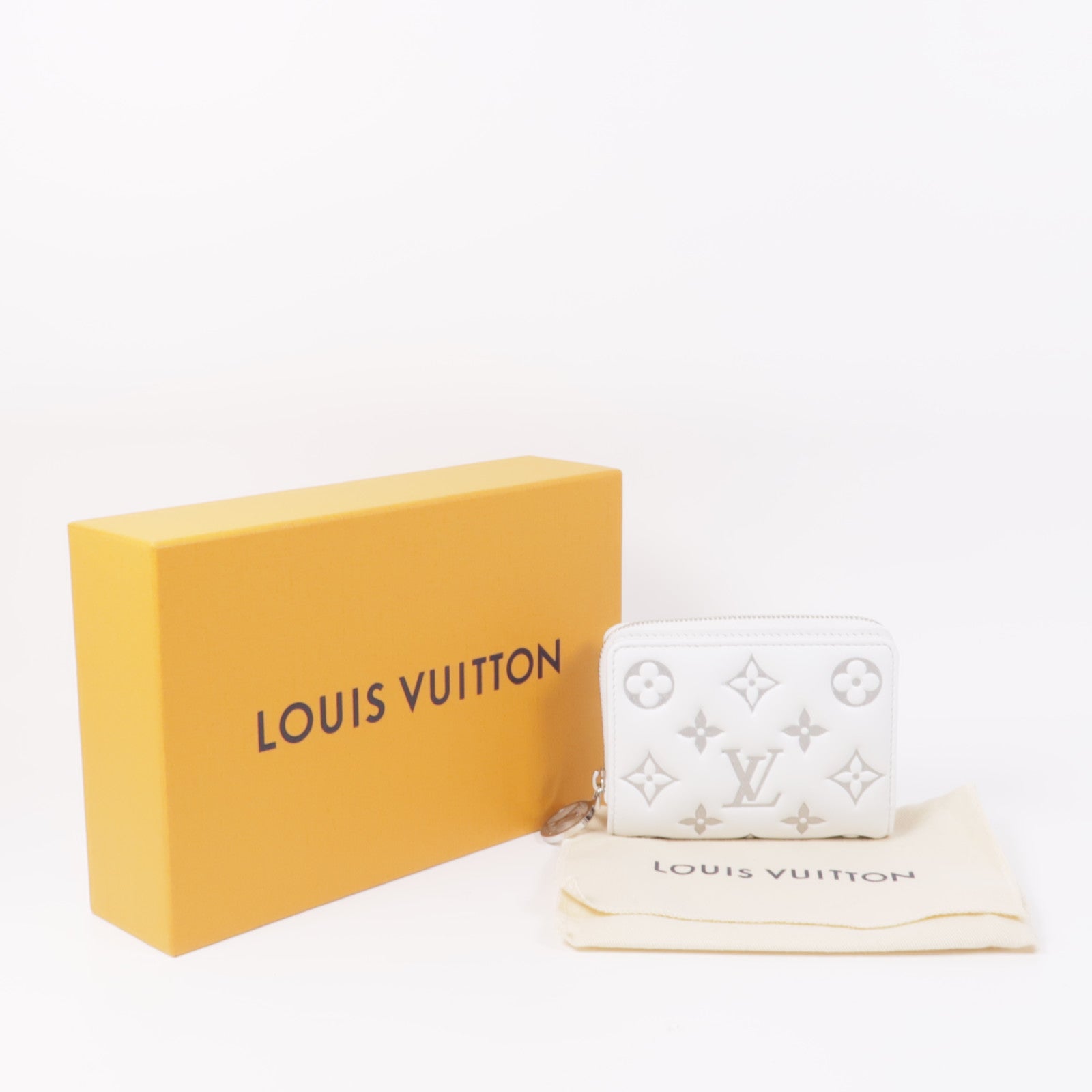 LOUIS VUITTON LV SHW Portefeuille Wallet M12153 Monogram Embossed White Silver