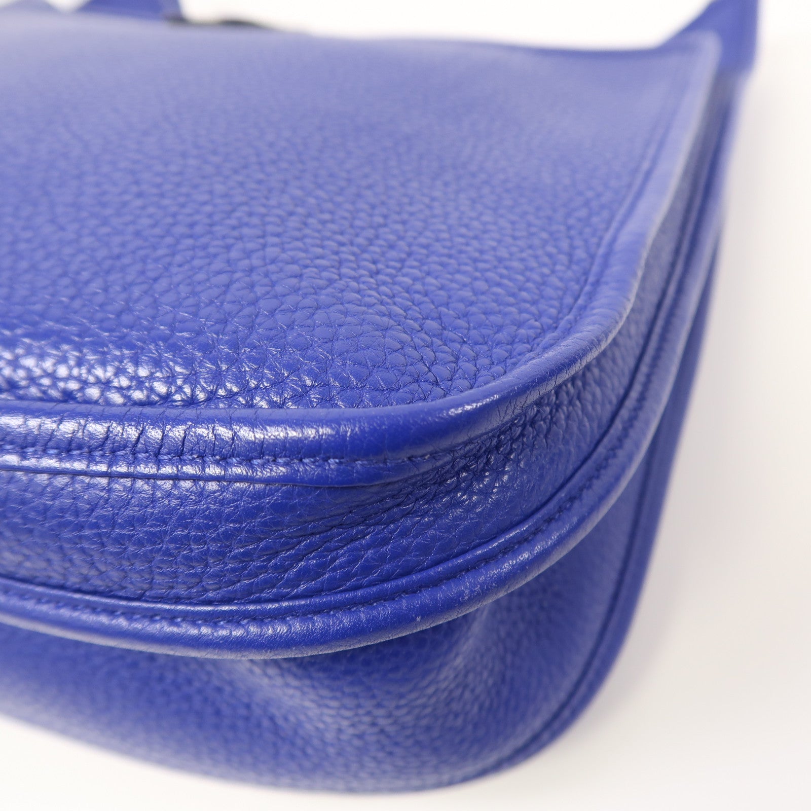HERMES Clemence皮革Evelyne GM銀扣肩背袋皇家藍色