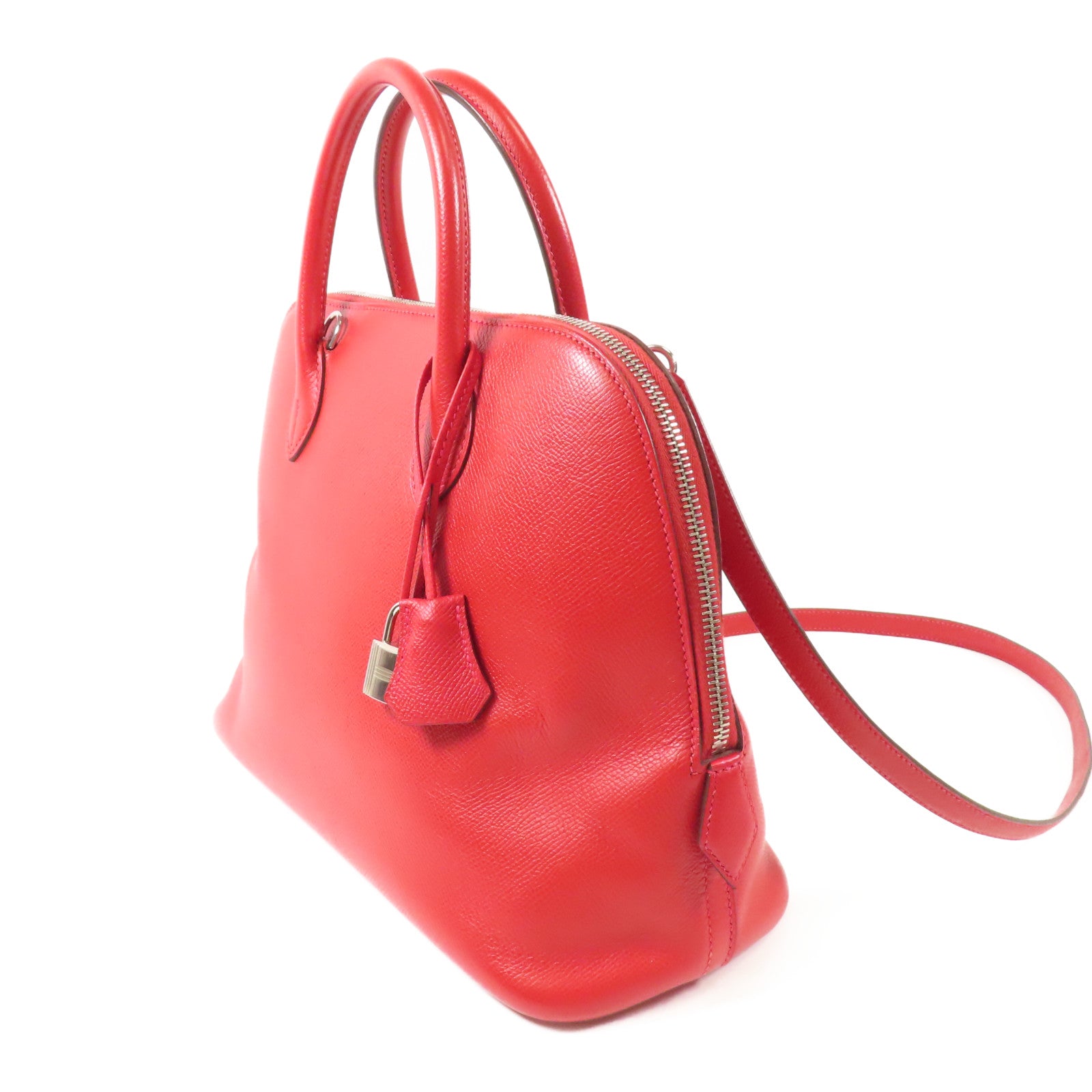 HERMES Epsom皮革Bolide1923 30銀扣手挽肩背兩用袋Rouge Tomate