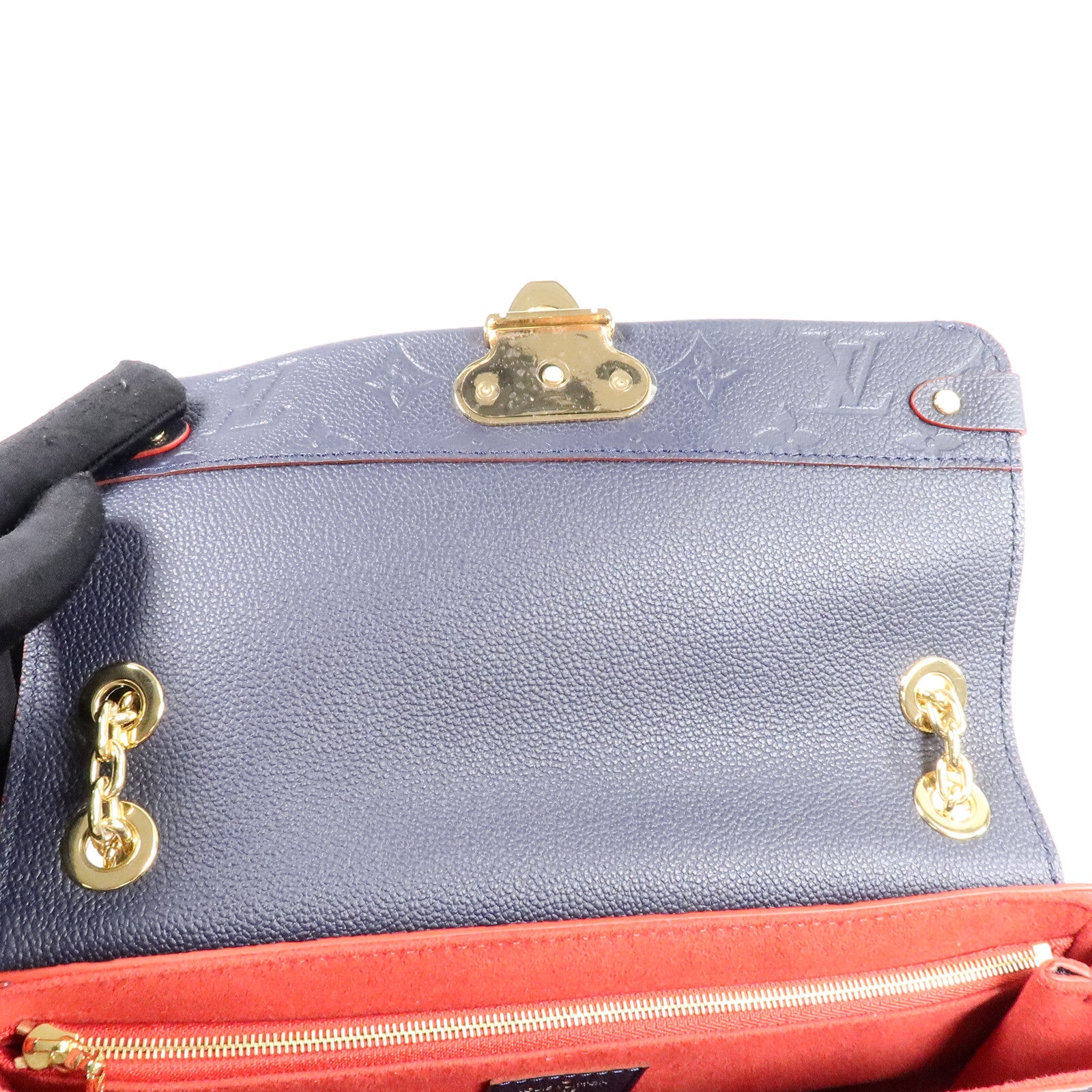 LOUIS VUITTON Monogram Empreinte Vavin PM肩背袋深藍色