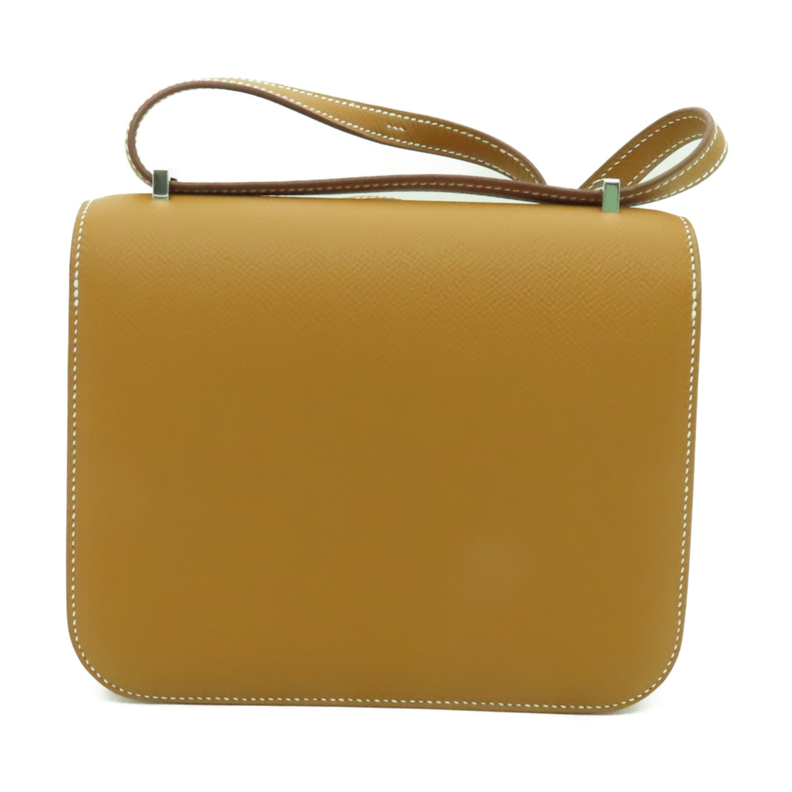 HERMES 【清倉大減價】Epsom皮革Constance Mini銀扣肩背袋Gold啡色