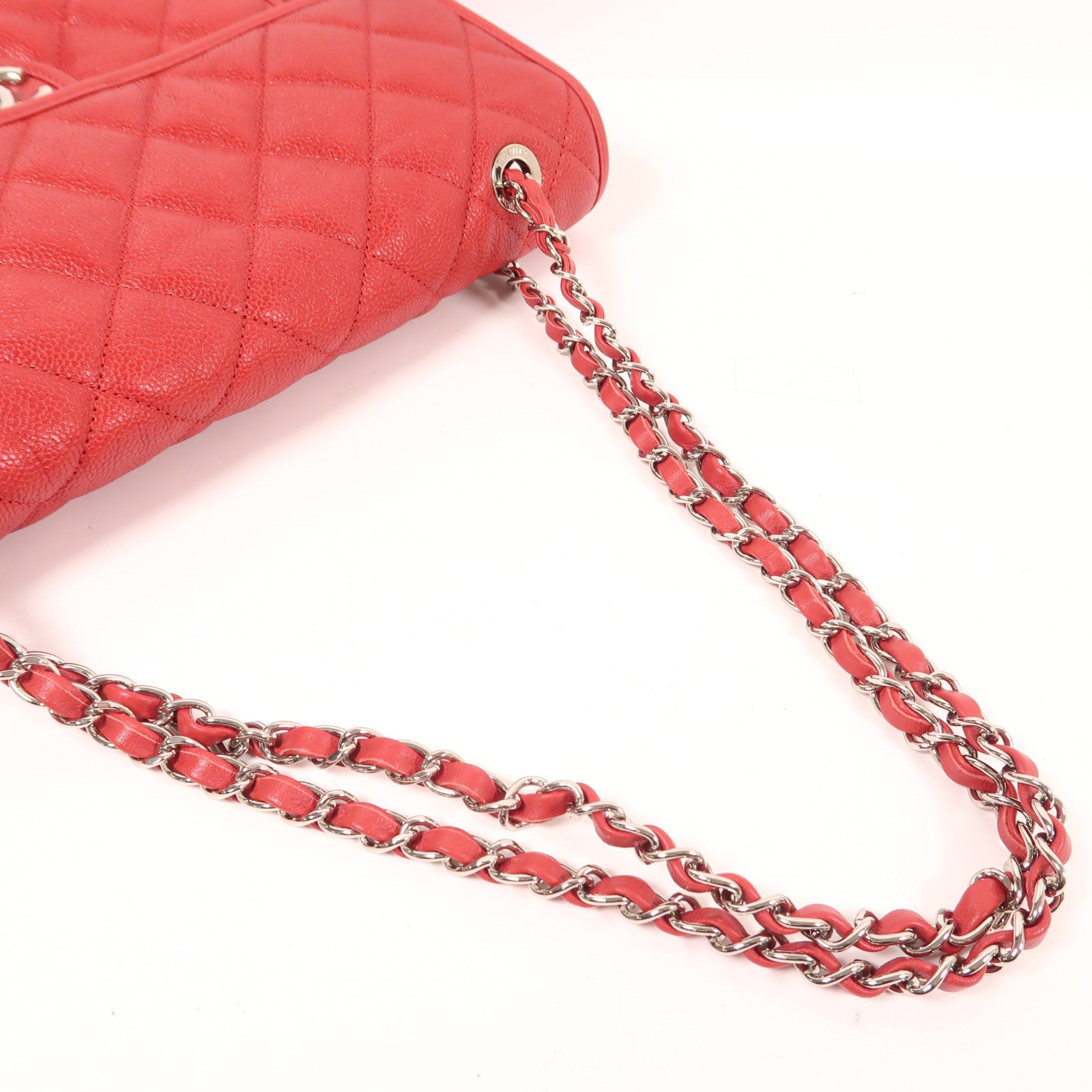 CHANEL 牛皮皮革Riviera Flap Bag銀扣鏈帶肩背袋