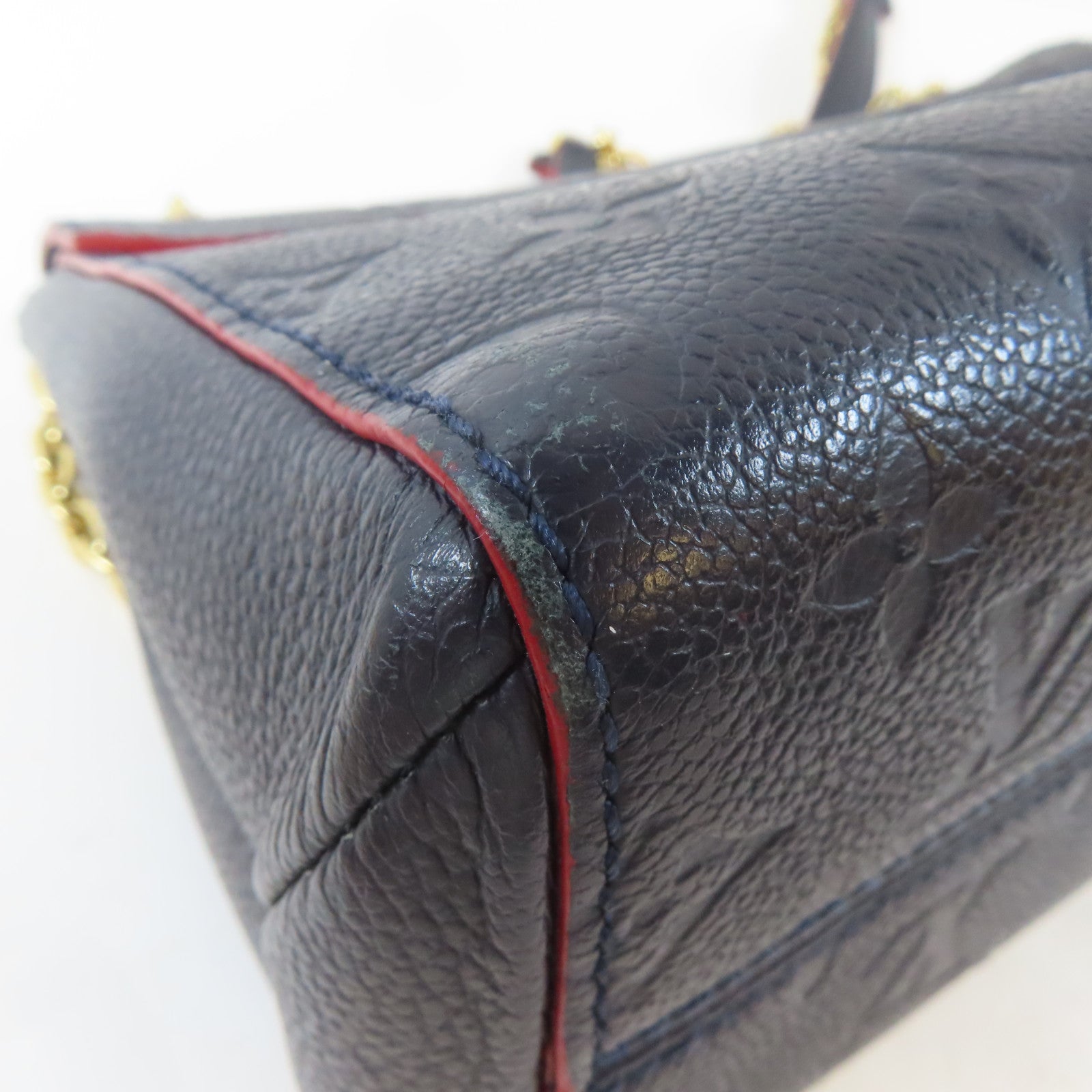 LOUIS VUITTON Monogram Empreinte Vavin PM金扣鏈帶肩背袋深藍色