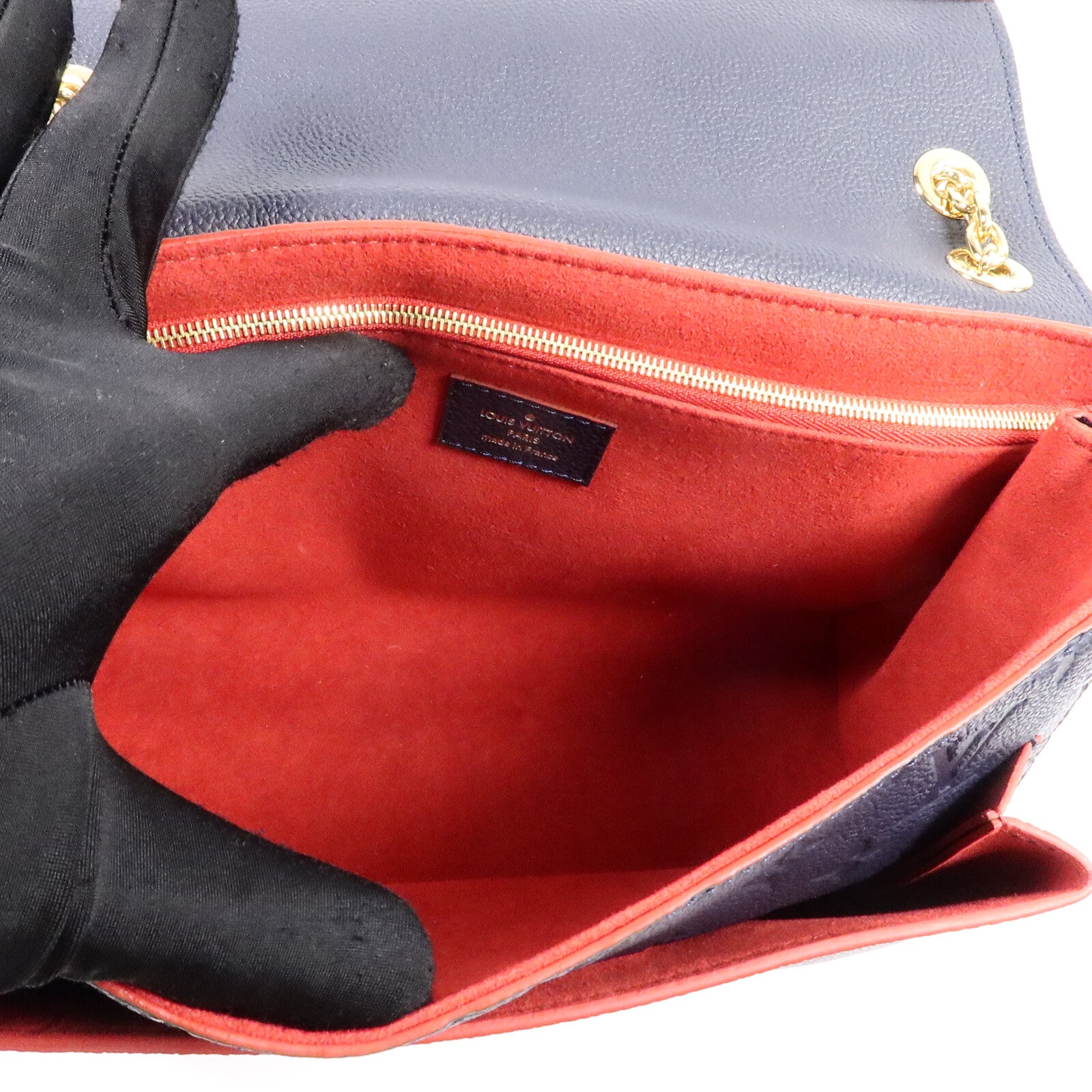 LOUIS VUITTON Monogram Empreinte Vavin PM肩背袋深藍色