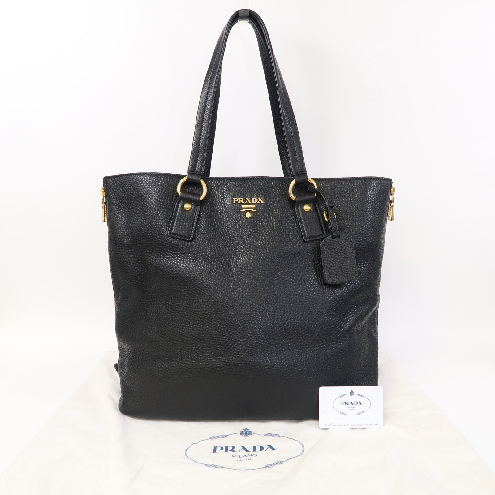 PRADA 牛皮皮革Shoulder Bag金扣肩背袋黑色