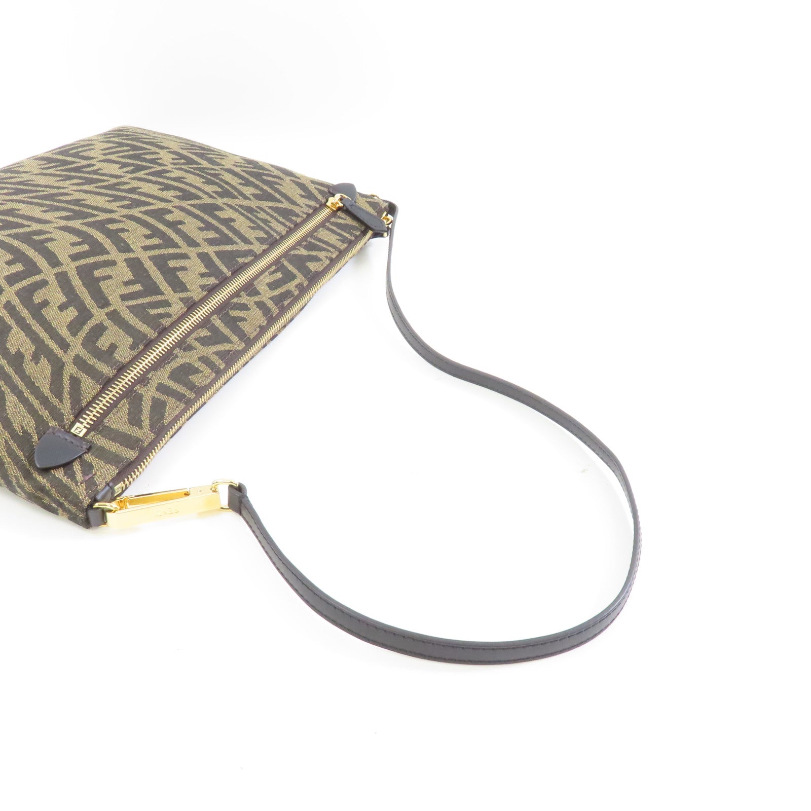 FENDI 帆布Clutch Bag金扣手拿包啡色