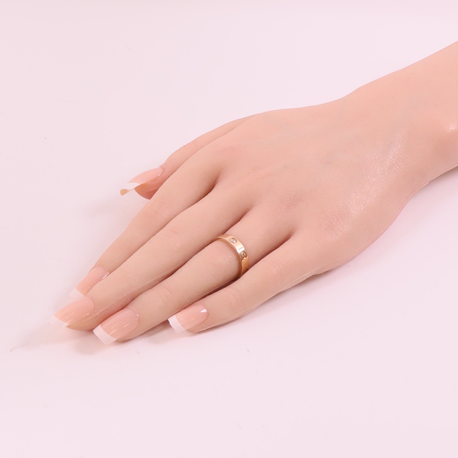 CARTIER 18K玫瑰金Mini Love Ring 1 Diamond鑽石戒指Cartier#51/US#5.5