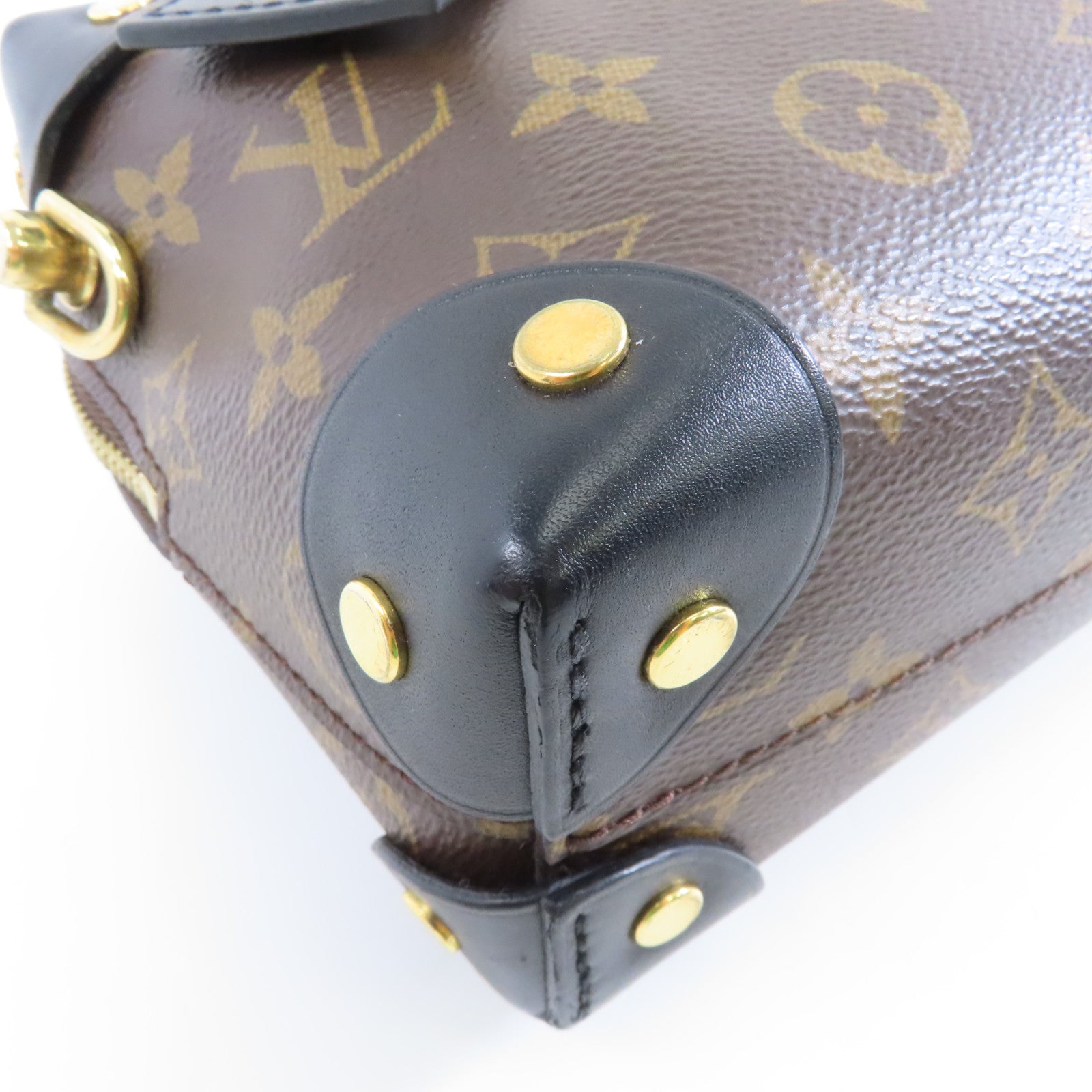 LOUIS VUITTON 【激減優惠】Monogram Petite Malle Souple金扣手挽肩背兩用袋啡色