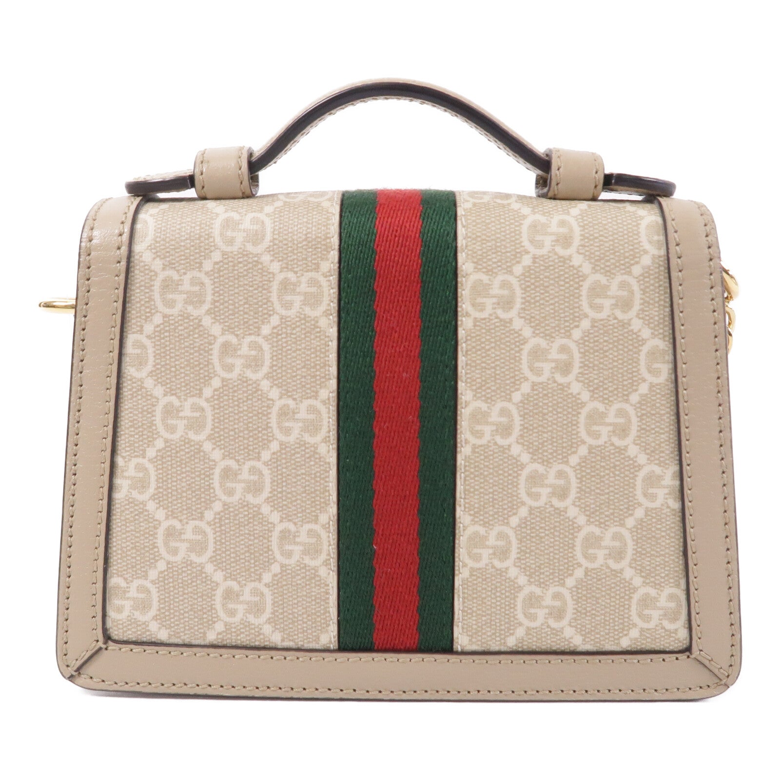 GUCCI 塗層帆布Ophidia GG Mini鏈帶手挽肩背兩用袋