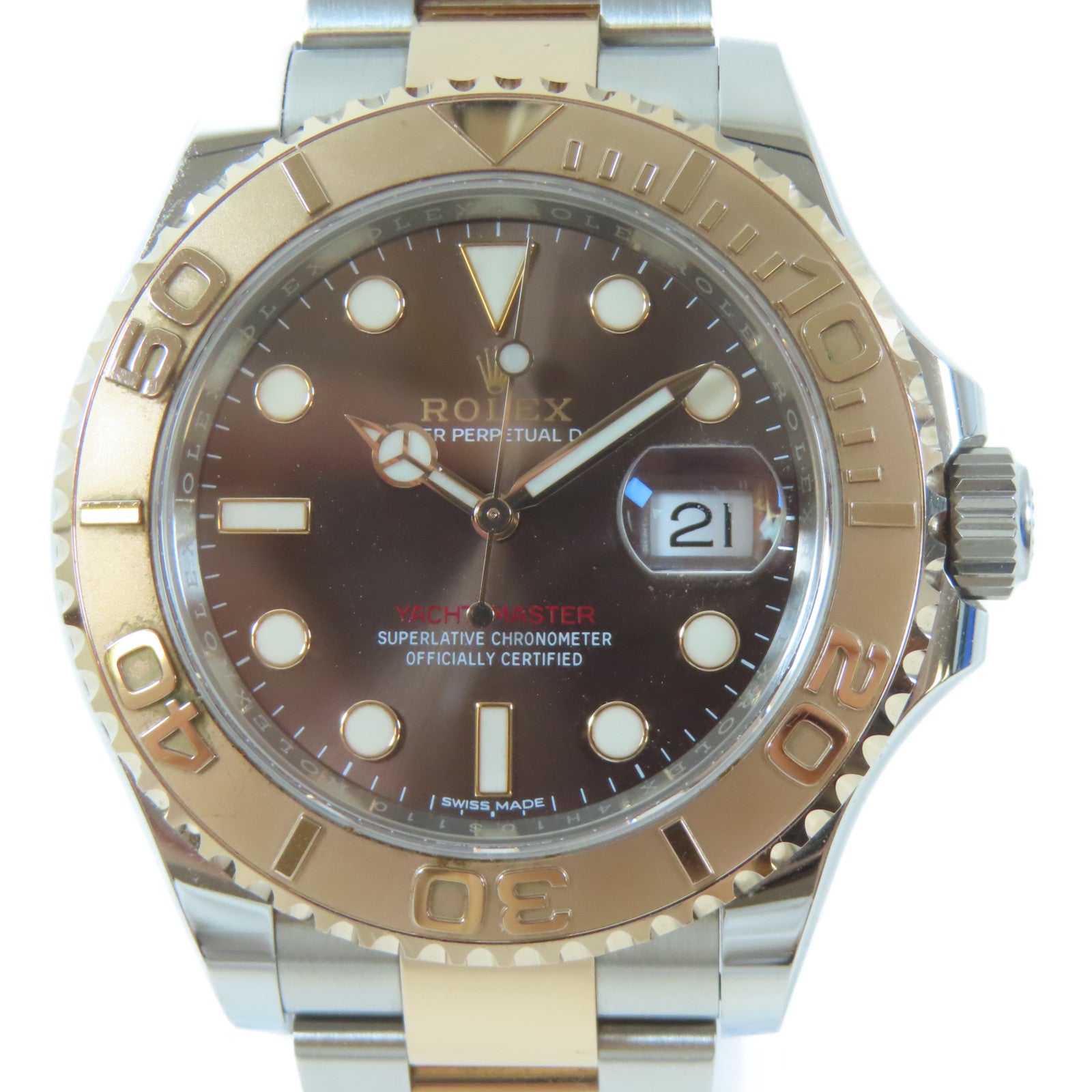 ROLEX Yacht Master18K黃金/不鏽鋼手錶自動機芯銅色#19.25cm