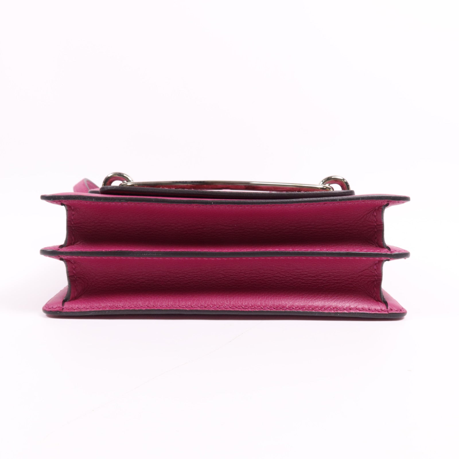 HERMES Evercolor皮革Roulis Mini銀扣肩背袋Rose Purple