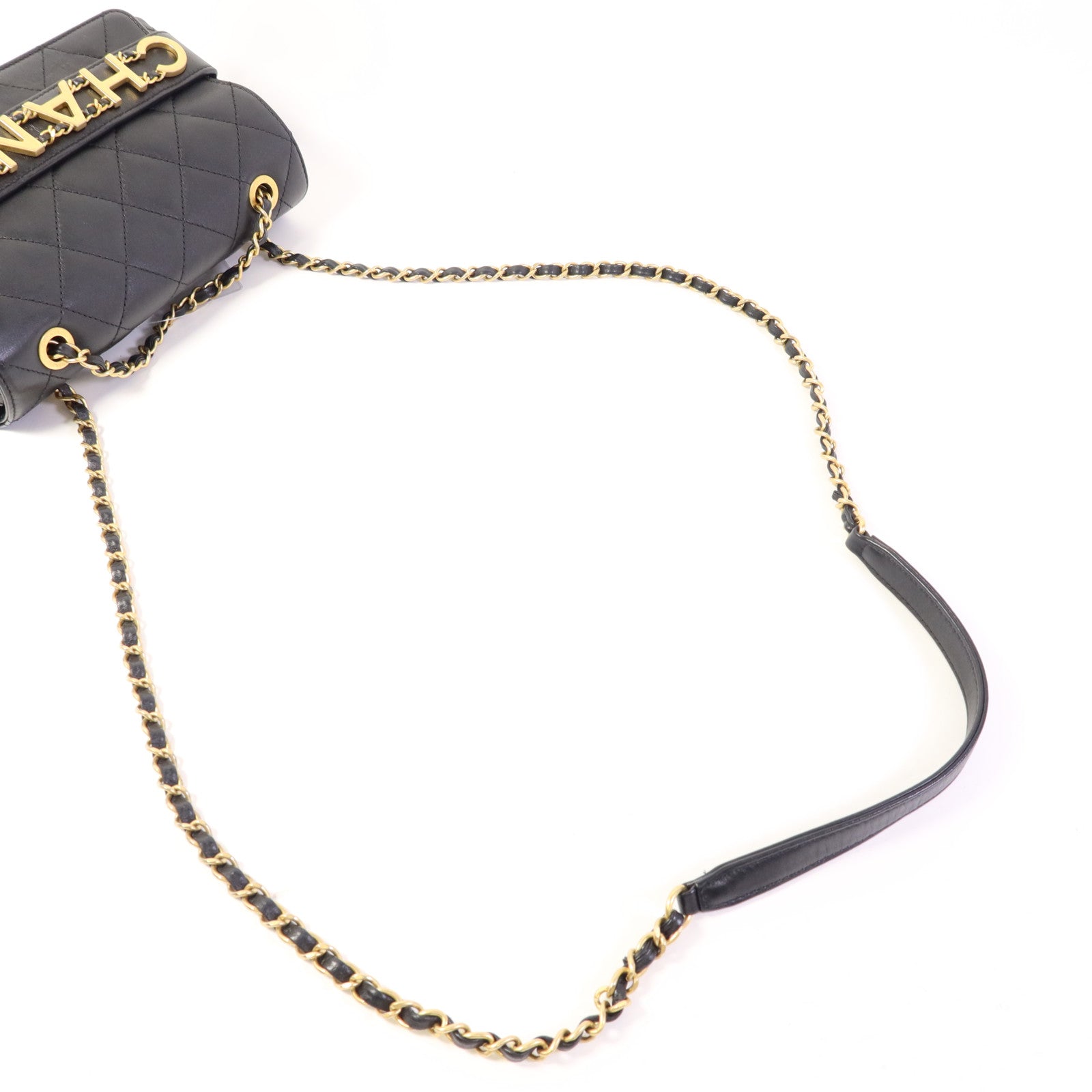 CHANEL 牛皮皮革Enchained Flap Bag金扣鏈帶肩背袋