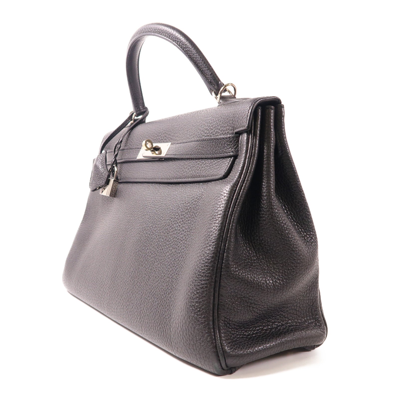 HERMES Togo皮革Kelly 32銀扣手挽肩背兩用袋Noir