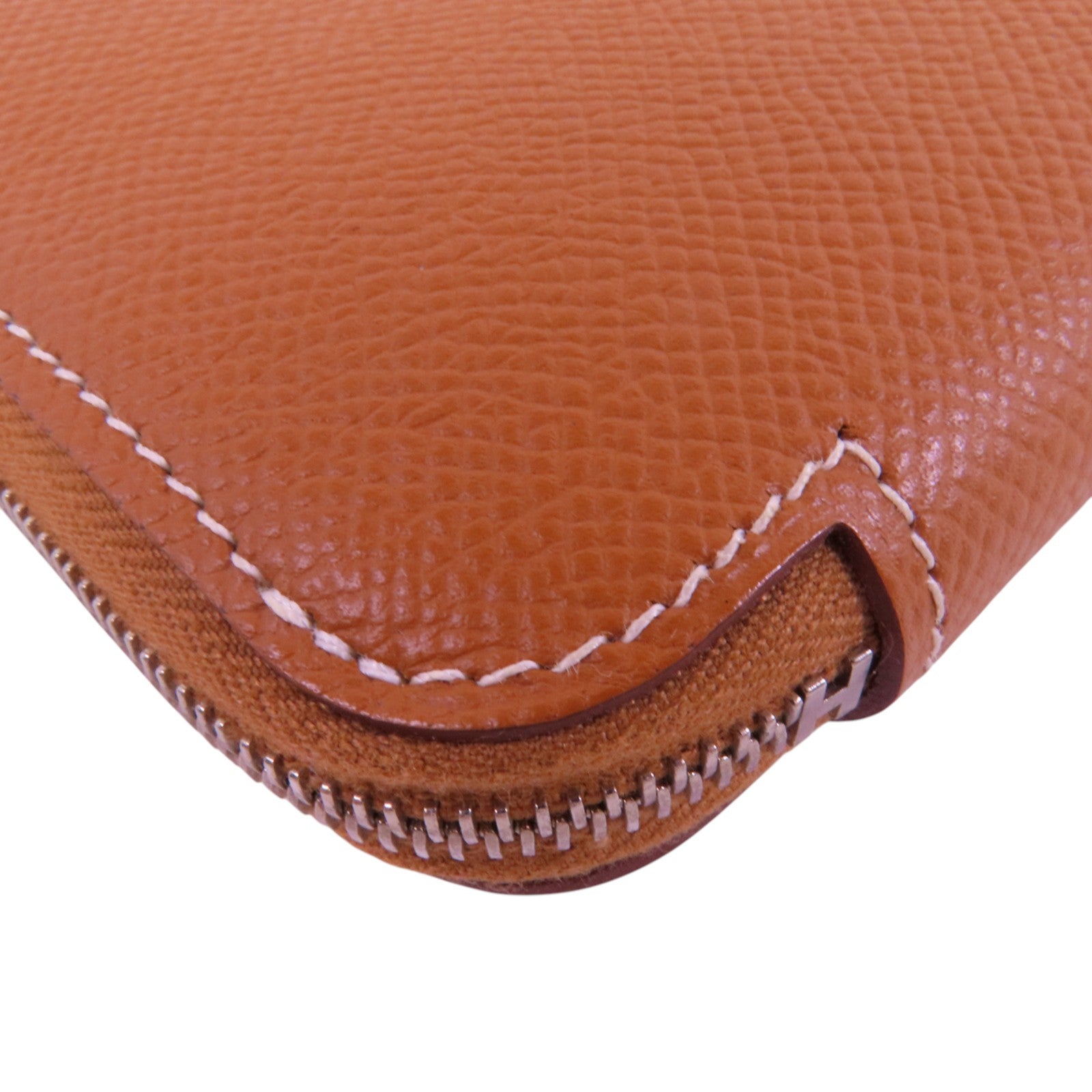 HERMES Epsom皮革Silk In Long Wallet銀扣拉鏈長錢包