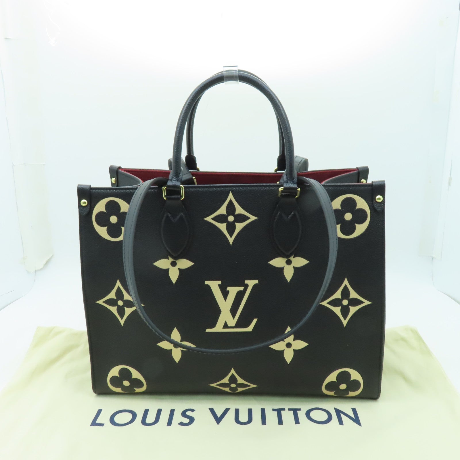 LOUIS VUITTON 【激減優惠】Monogram Empreinte On The Go MM金扣手挽肩背兩用袋黑色/啡色