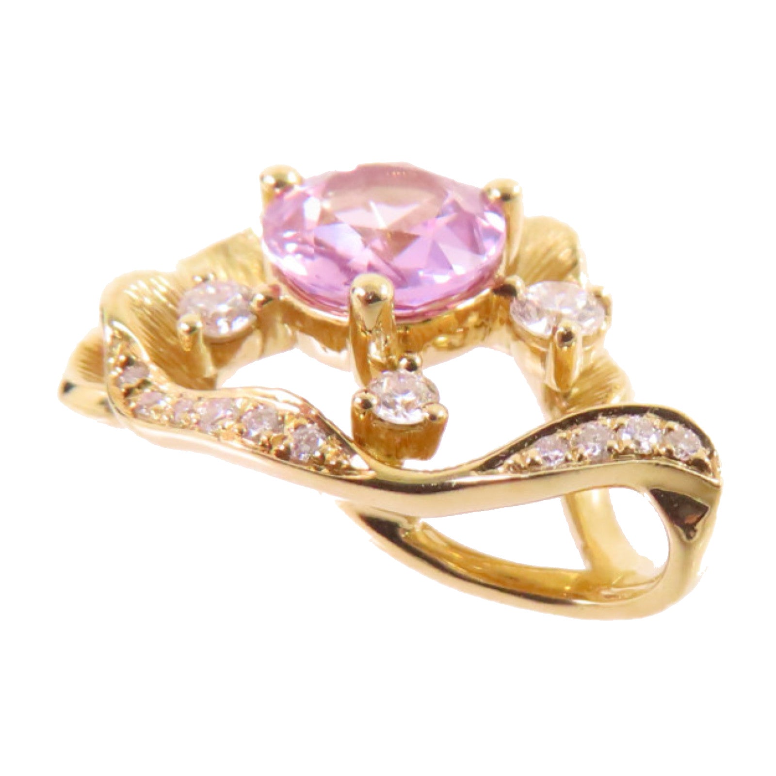 JEWELRY 18K黃金Diamond Pendant Top 0.510ct粉紅藍寶石/0.08ct鑽石Pink Sapphire吊墜頭扣