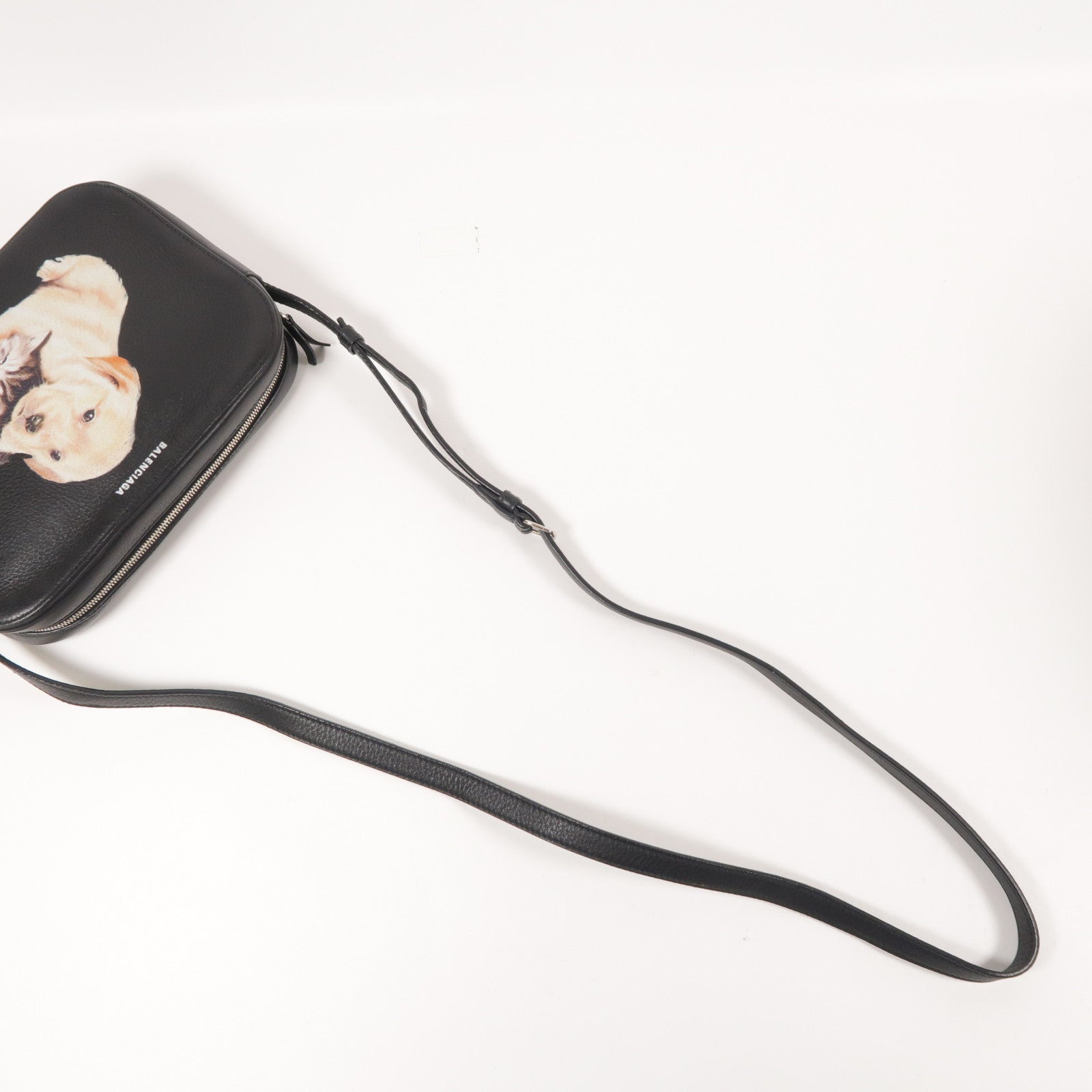 BALENCIAGA SHW Everyday Camera Shoulder Bag Calfskin Leather Black