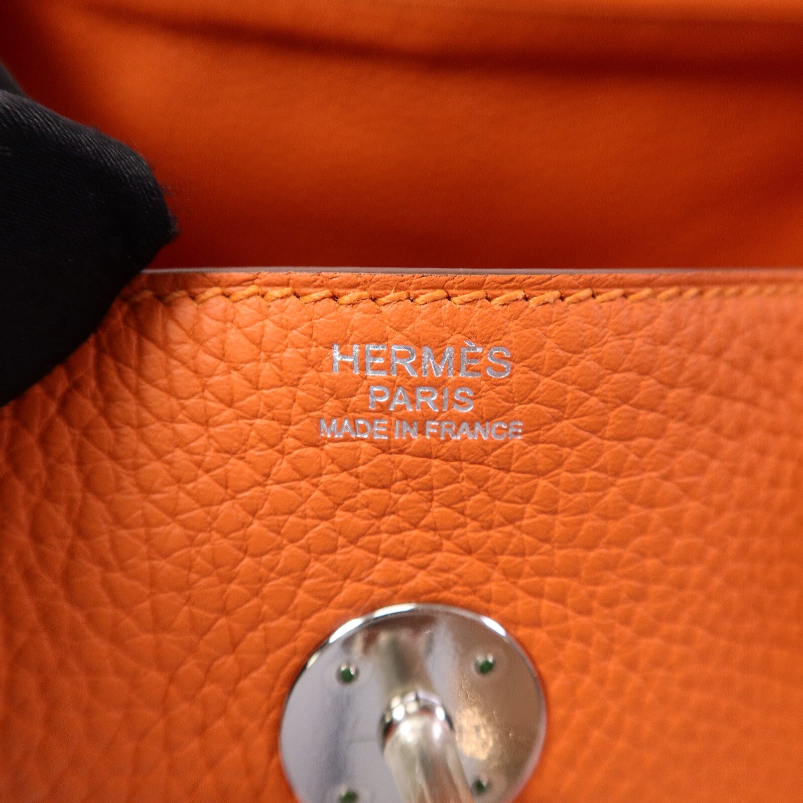 HERMES Clemence皮革Lindy 30手挽肩背兩用袋Orange Poppy