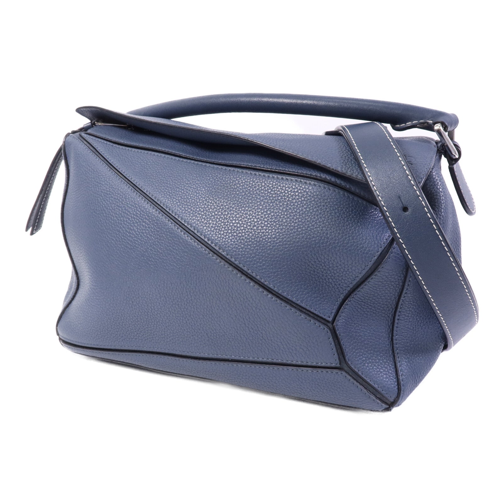LOEWE 牛皮皮革Puzzle Medium銀扣手挽肩背兩用袋