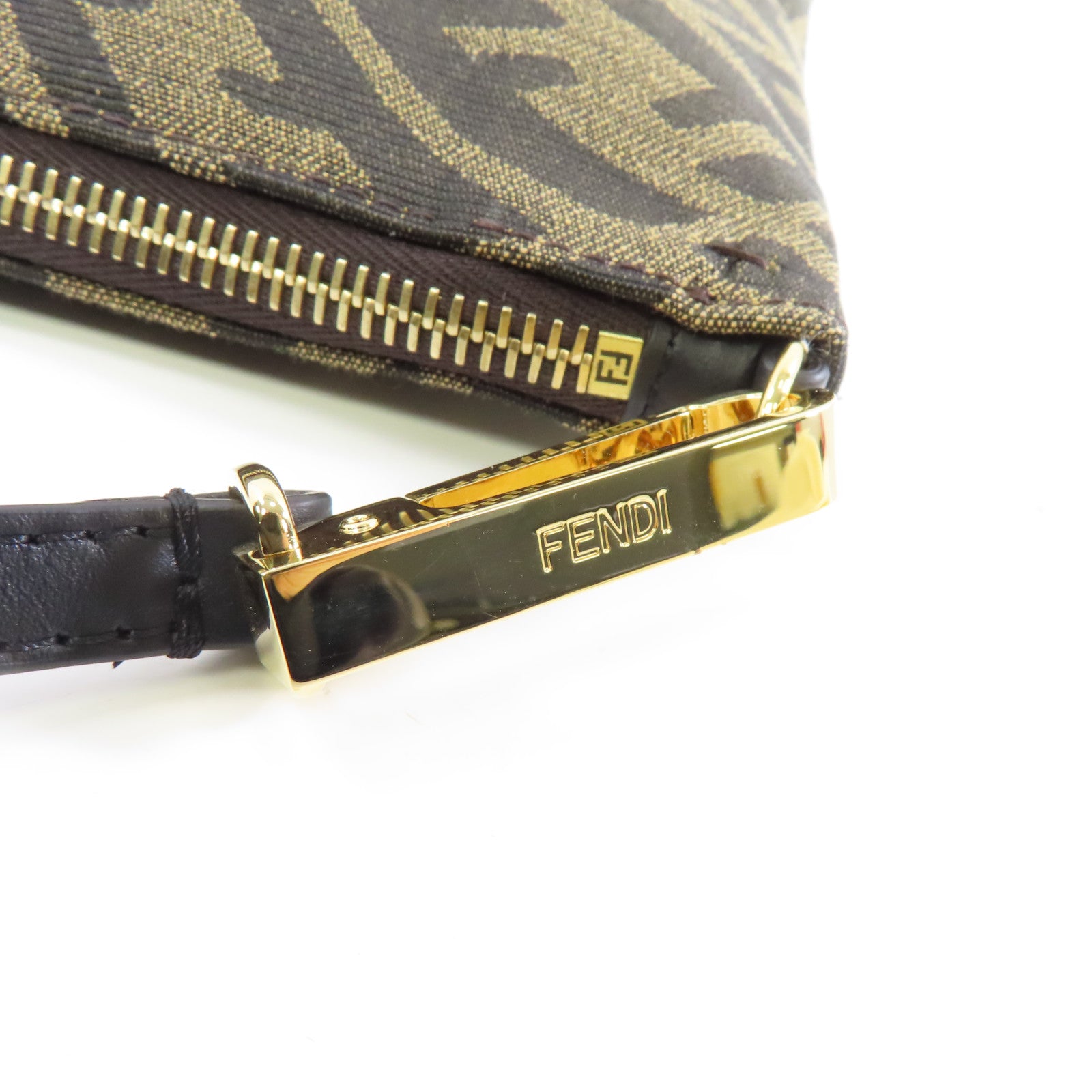 FENDI 帆布Clutch Bag金扣手拿包啡色