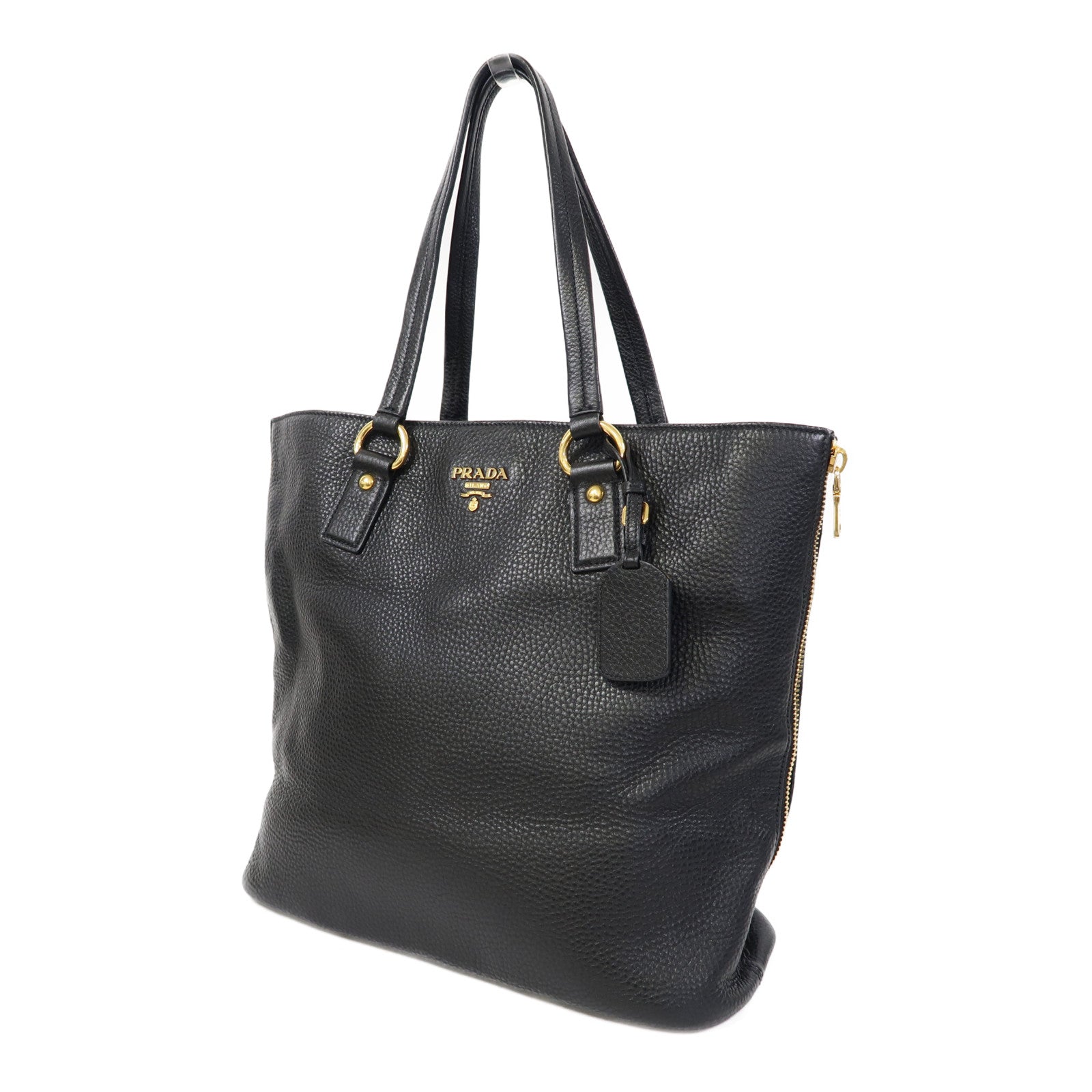 PRADA 牛皮皮革Shoulder Bag金扣肩背袋黑色