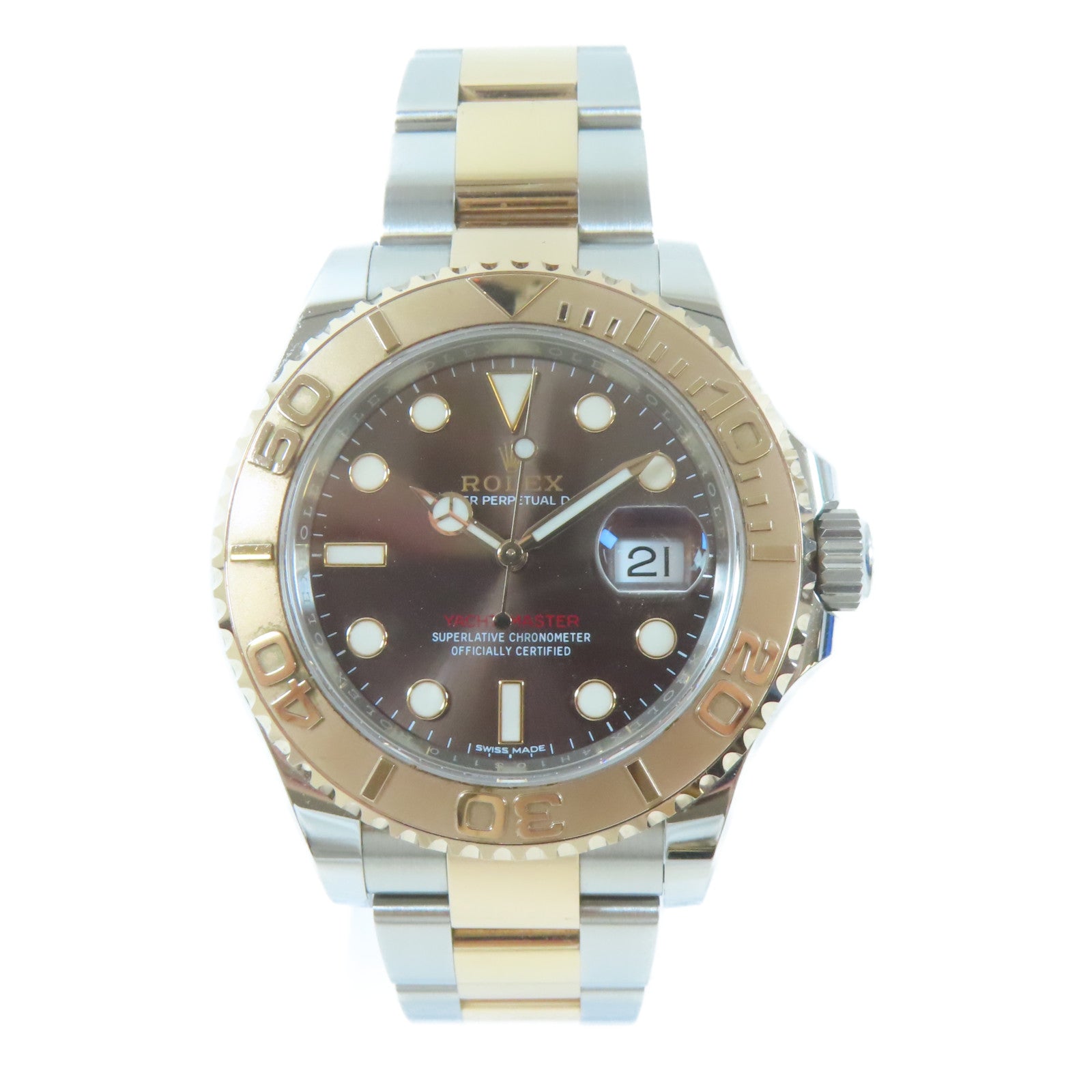 ROLEX Yacht Master18K黃金/不鏽鋼手錶自動機芯銅色#19.25cm