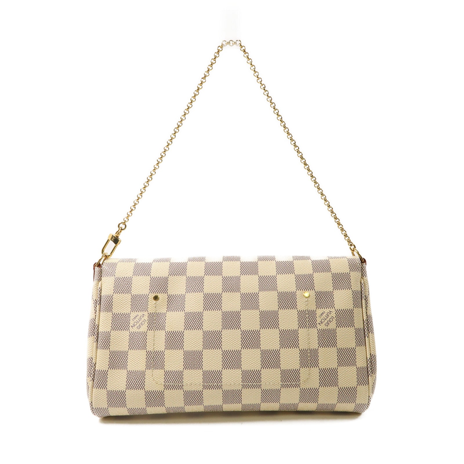 LOUIS VUITTON Damier Azur Favorite MM金扣手挽肩背兩用袋白色