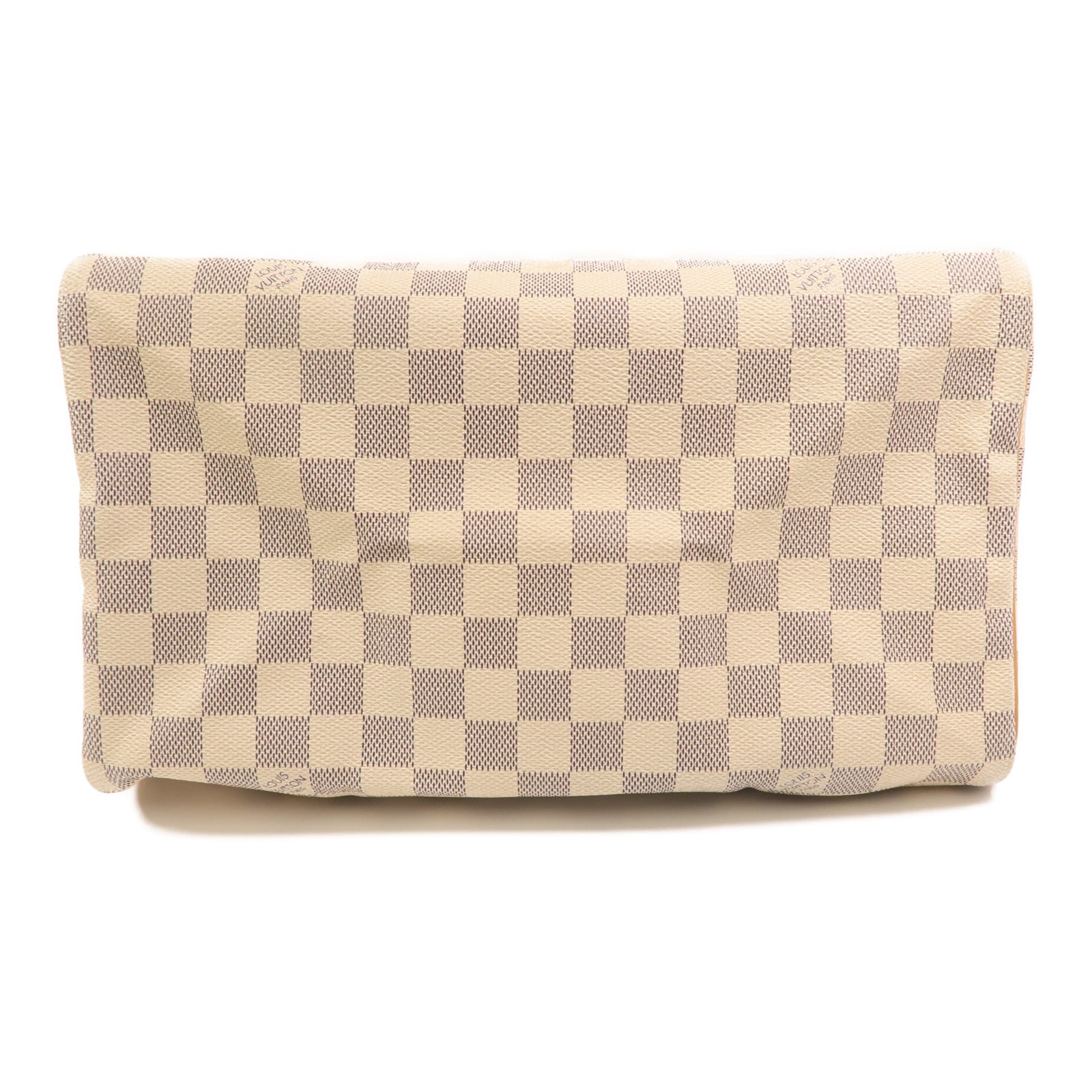 LOUIS VUITTON Damier Azur Speedy 30金扣手挽袋白色