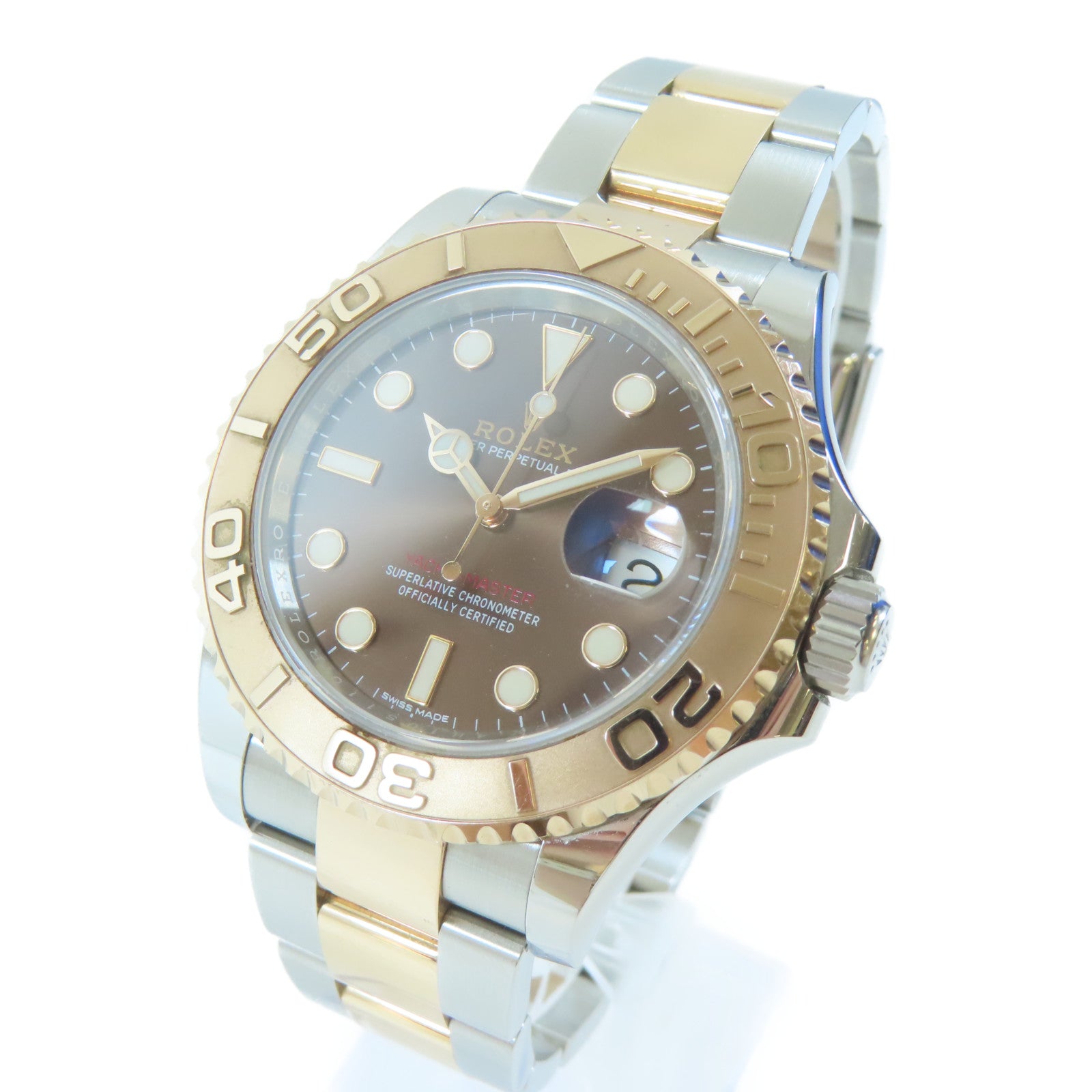 ROLEX Yacht Master18K黃金/不鏽鋼手錶自動機芯銅色#19.25cm