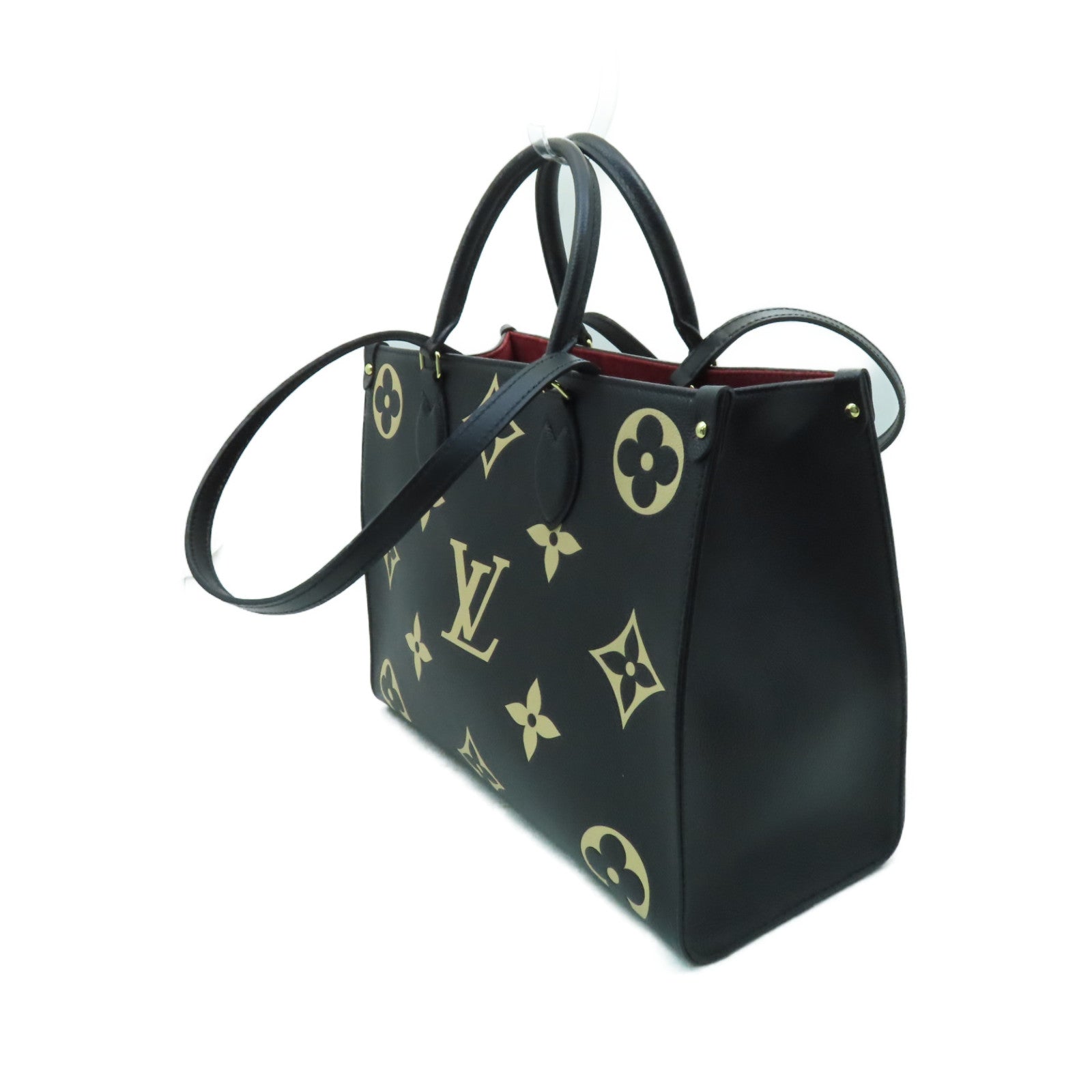 LOUIS VUITTON 【激減優惠】Monogram Empreinte On The Go MM金扣手挽肩背兩用袋黑色/啡色