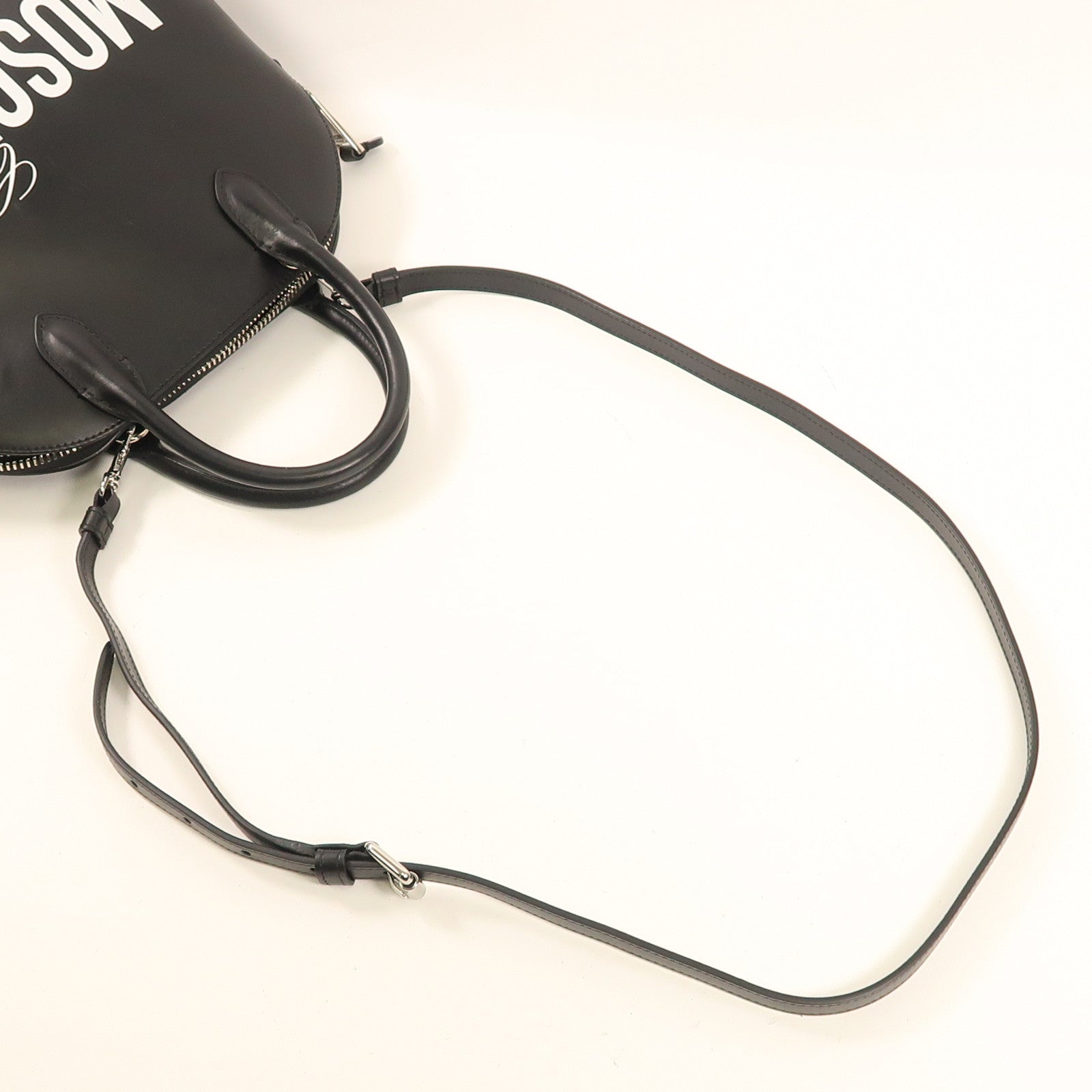 MOSCHINO 牛皮皮革2 Way Bag銀扣手挽肩背兩用袋