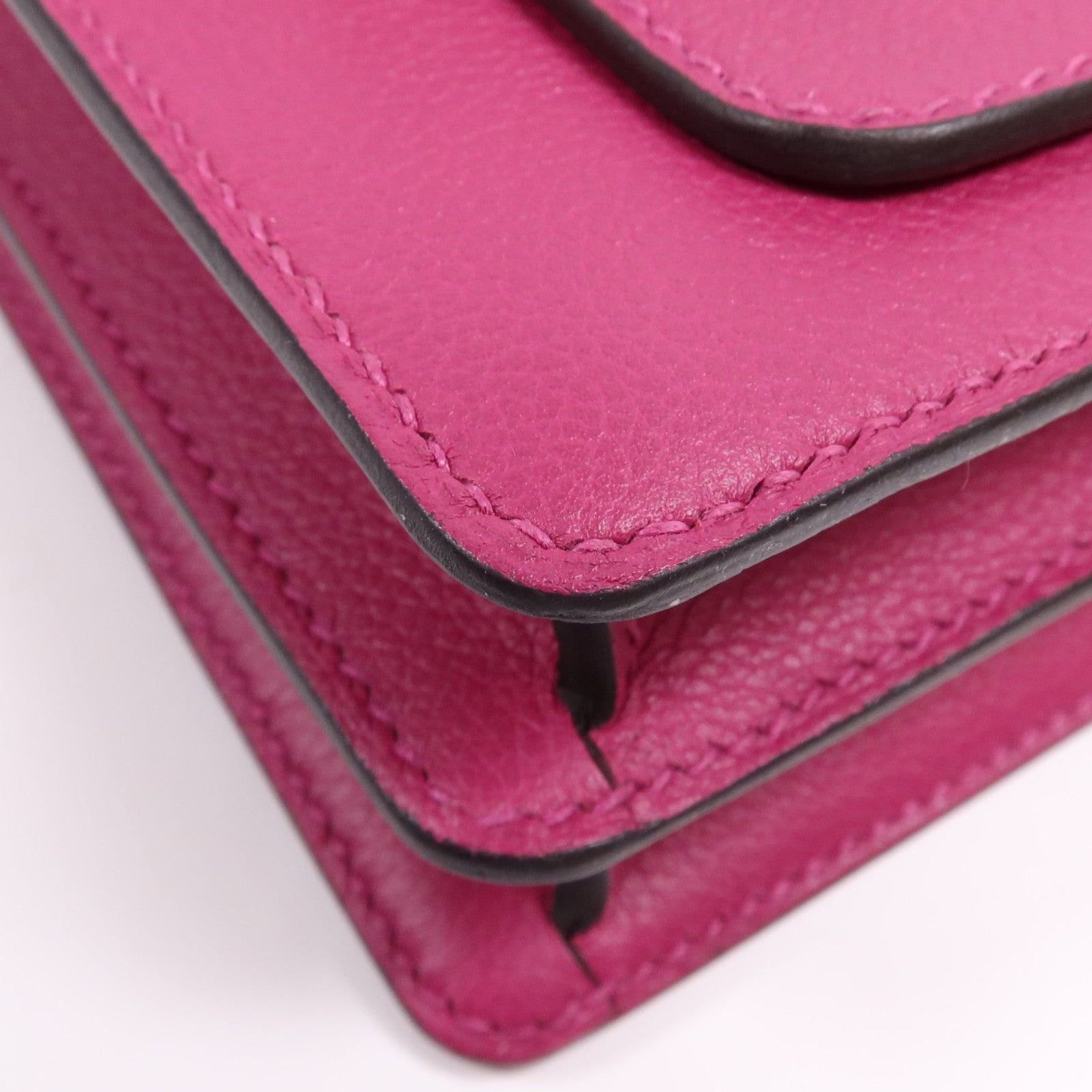 HERMES Evercolor皮革Roulis Mini銀扣肩背袋Rose Purple