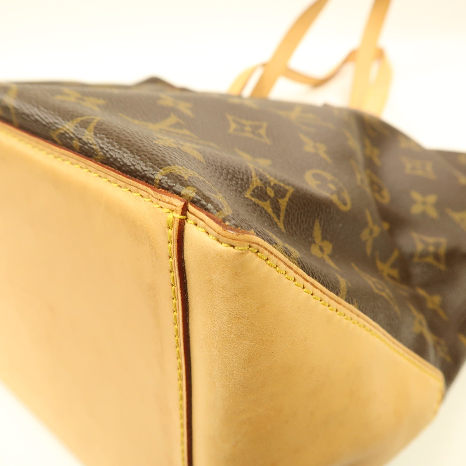 LOUIS VUITTON Monogram Cabas Mezzo金扣肩背袋棕色