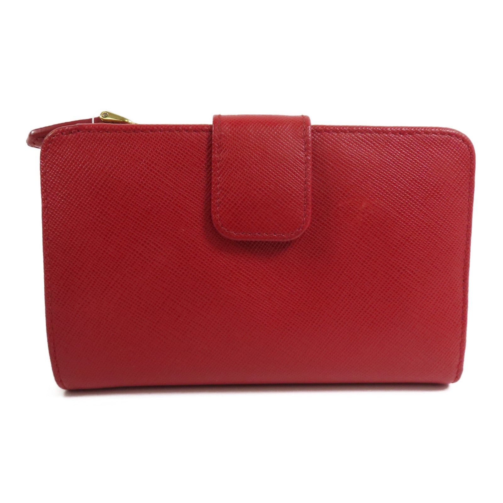 PRADA Saffiano皮革Middle Wallet金扣錢包