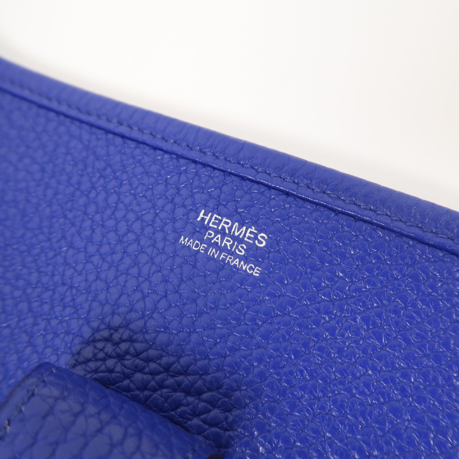 HERMES Clemence皮革Evelyne GM銀扣肩背袋皇家藍色