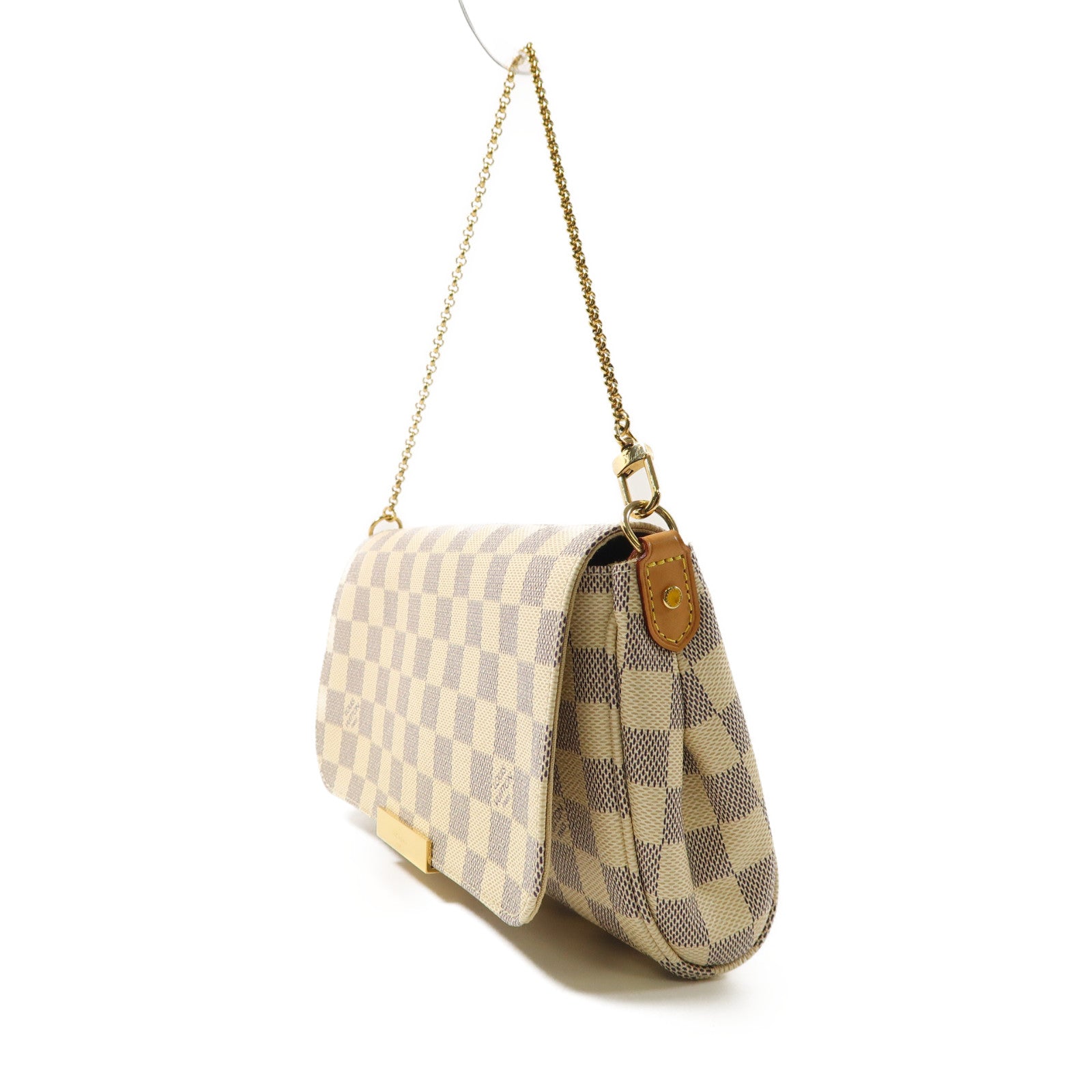 LOUIS VUITTON Damier Azur Favorite MM金扣手挽肩背兩用袋白色
