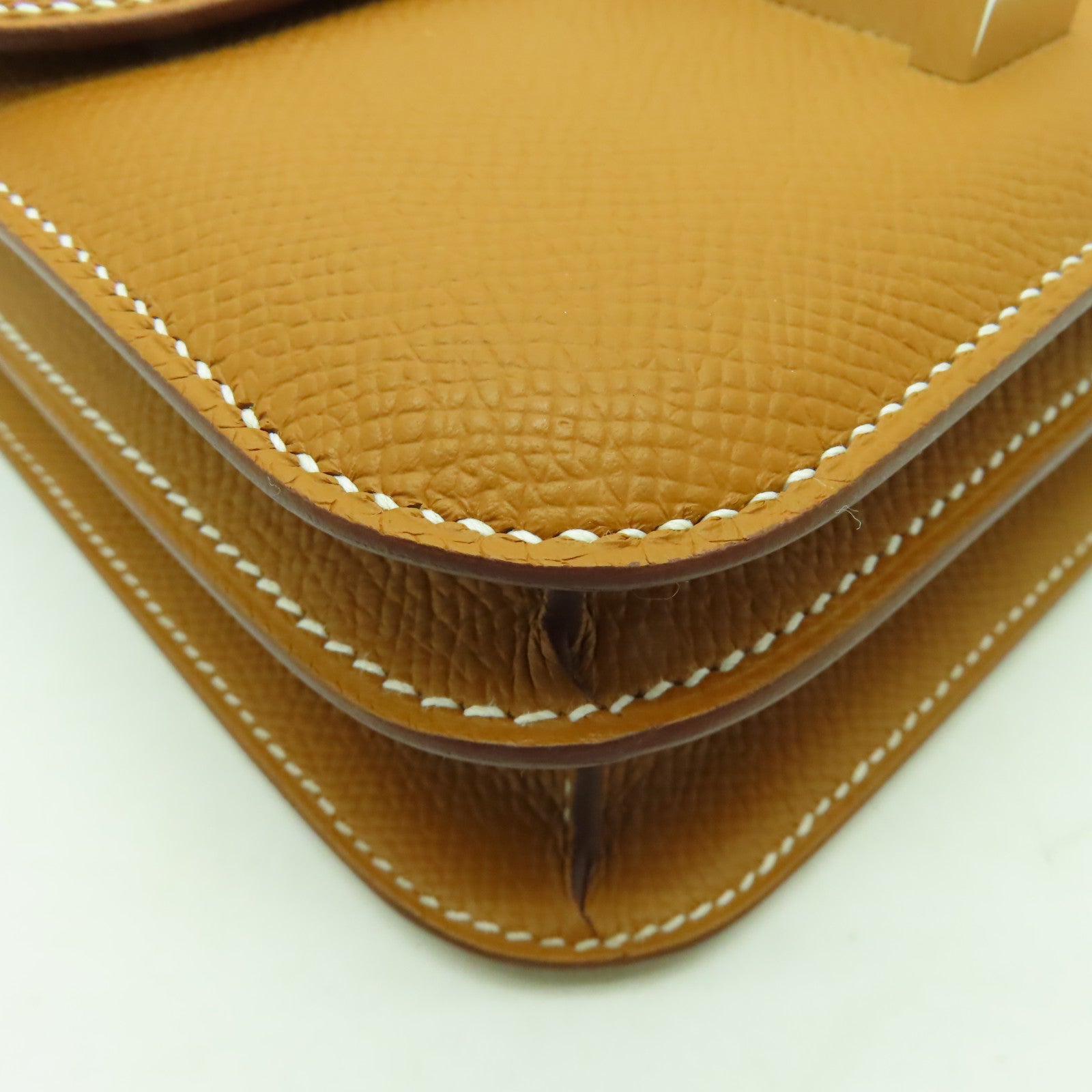 HERMES 【清倉大減價】Epsom皮革Constance Mini銀扣肩背袋Gold啡色