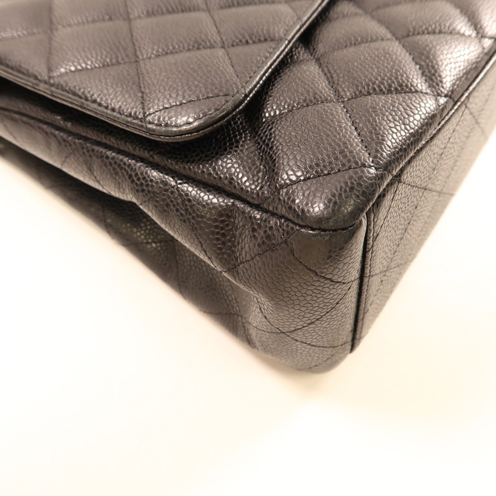 CHANEL 牛皮皮革Maxi Classic銀扣鏈帶肩背袋