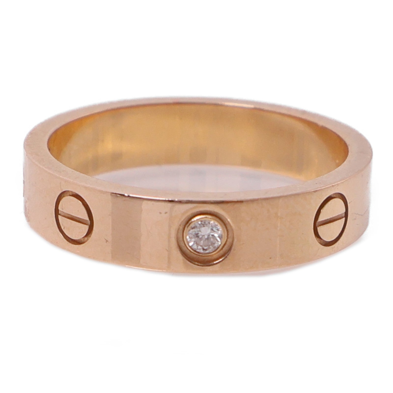 CARTIER 18K玫瑰金Mini Love Ring 1 Diamond鑽石戒指Cartier#51/US#5.5
