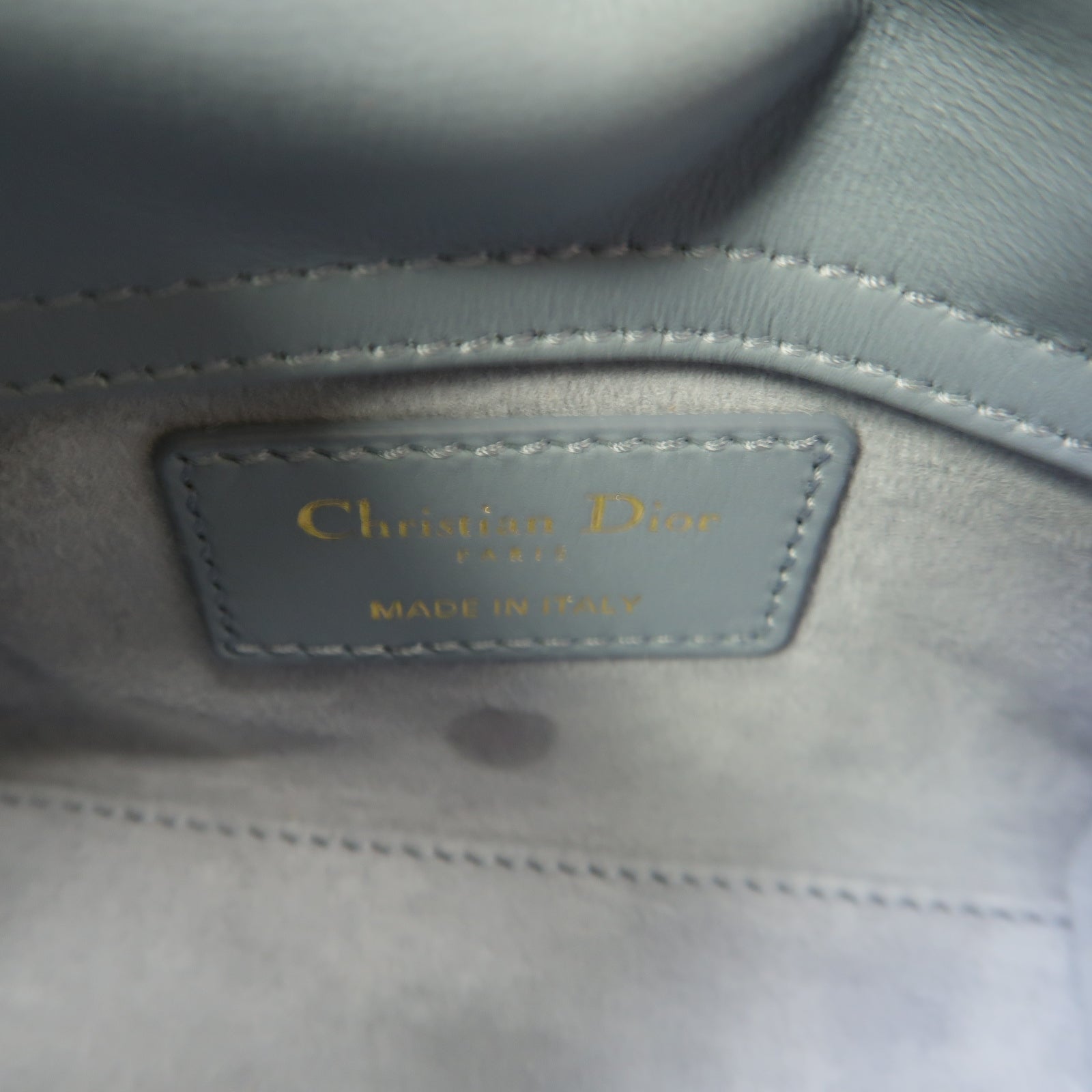 Dior 羊皮皮革Lady Dior Micro Bag金扣手挽肩背兩用袋藍色