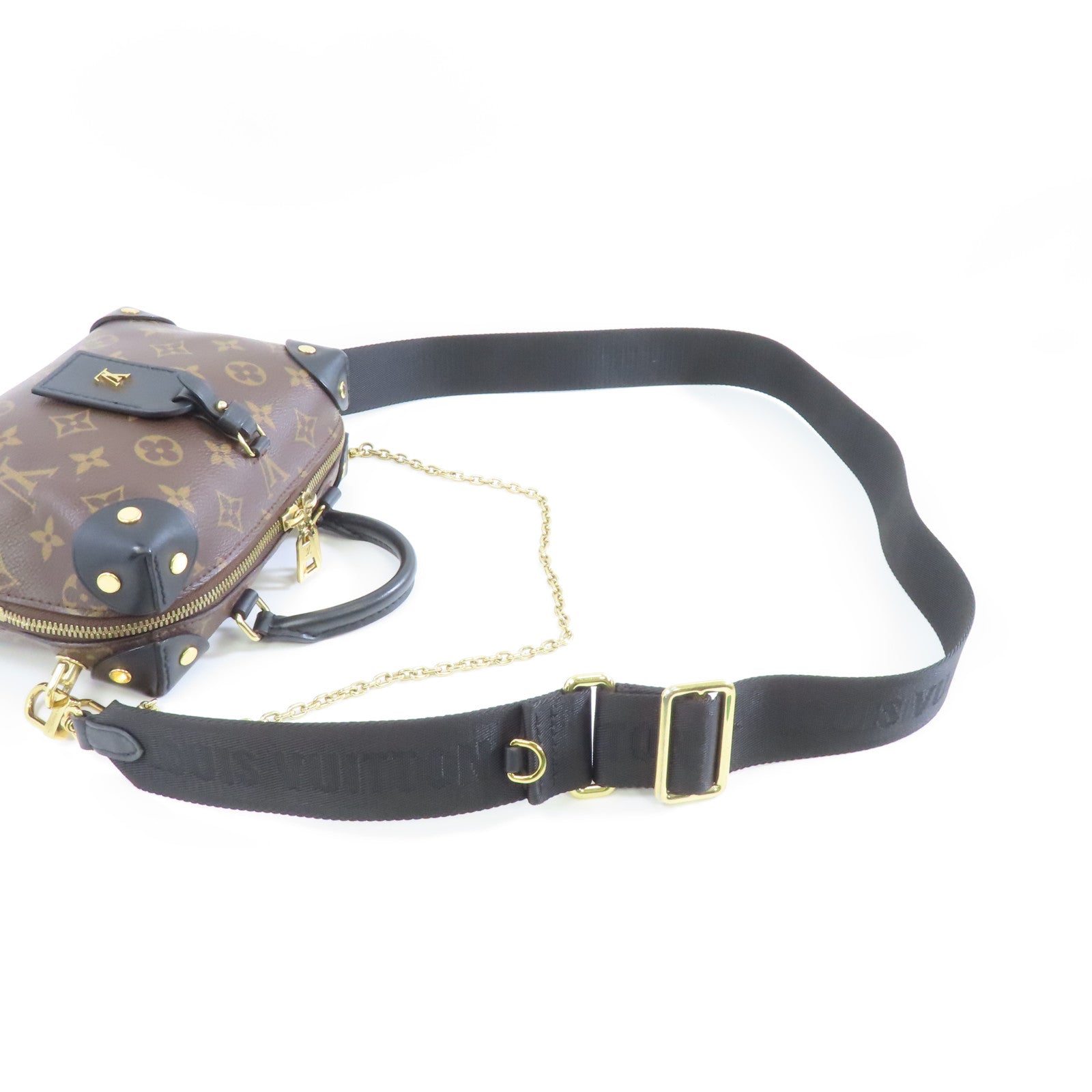 LOUIS VUITTON 【激減優惠】Monogram Petite Malle Souple金扣手挽肩背兩用袋啡色