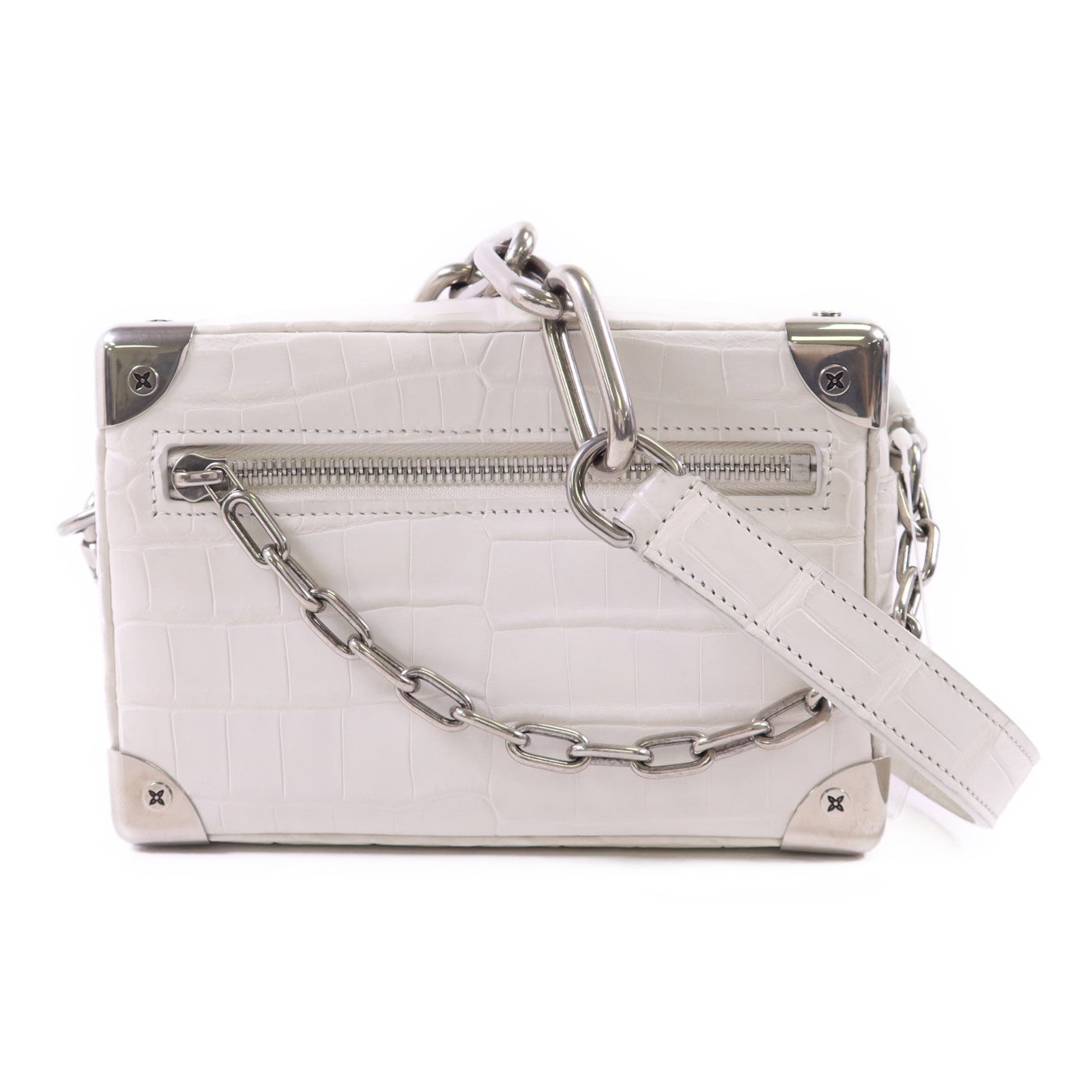 LOUIS VUITTON 【激減優惠】鱷魚皮革/金屬Mini Soft Trunk銀扣鏈帶肩背袋