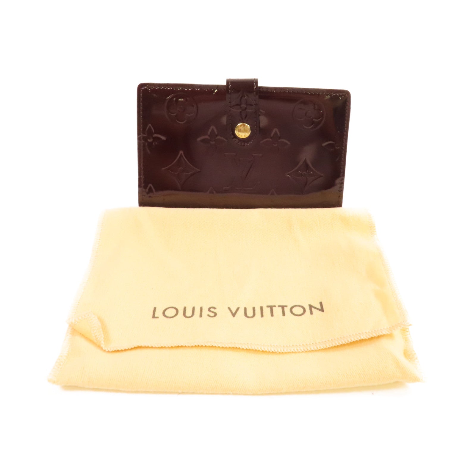 LOUIS VUITTON Monogram Vernis Portefeuille Viennois Bi-fold Wallet金扣短錢包紫色