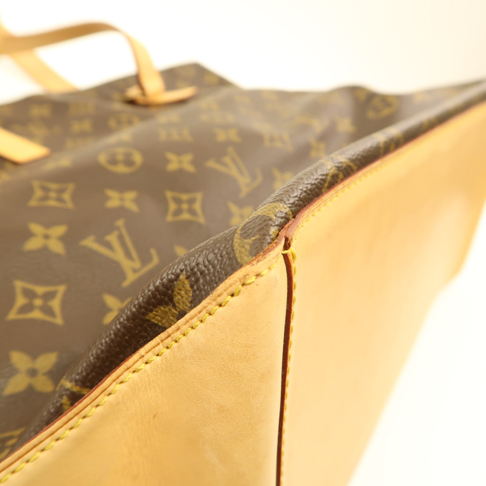 LOUIS VUITTON Monogram Cabas Mezzo金扣肩背袋棕色