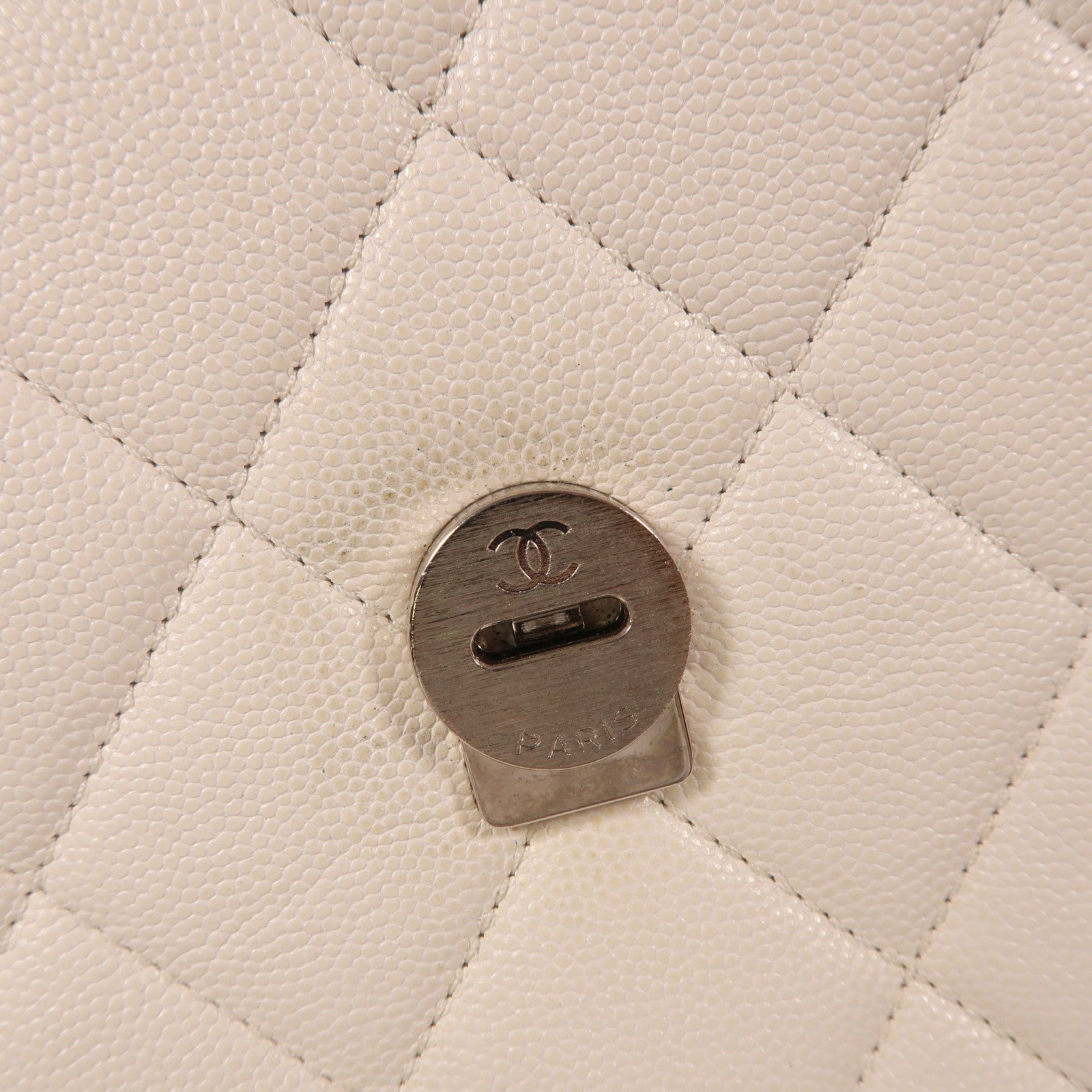 CHANEL 牛皮皮革Matelasse Small Flap Chain鏈帶肩背袋白色