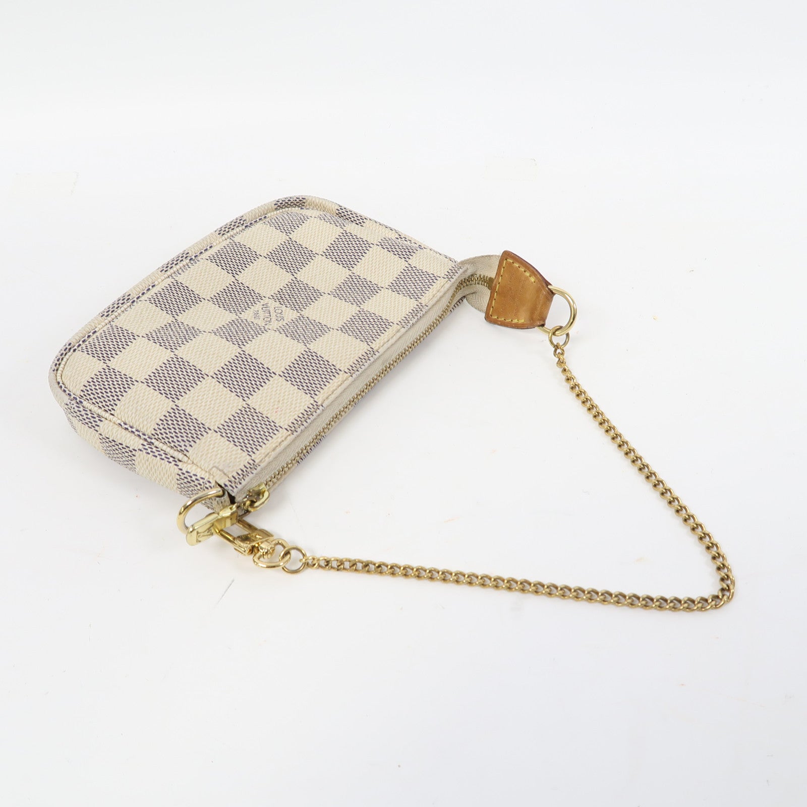 LOUIS VUITTON Damier Azur Mini Pochette Accessoires金扣手拿包白色/藍色