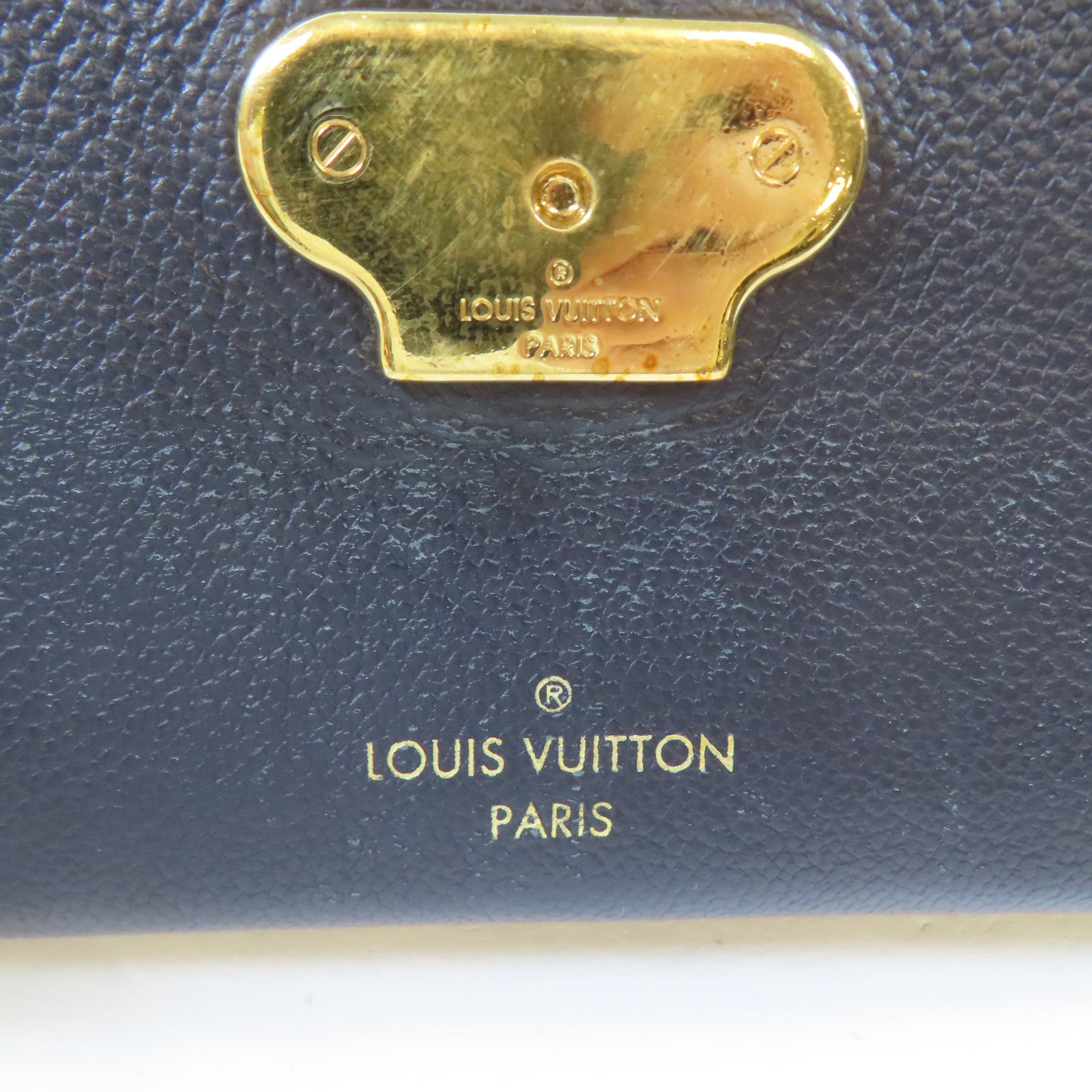LOUIS VUITTON Monogram Empreinte Vavin PM金扣鏈帶肩背袋深藍色